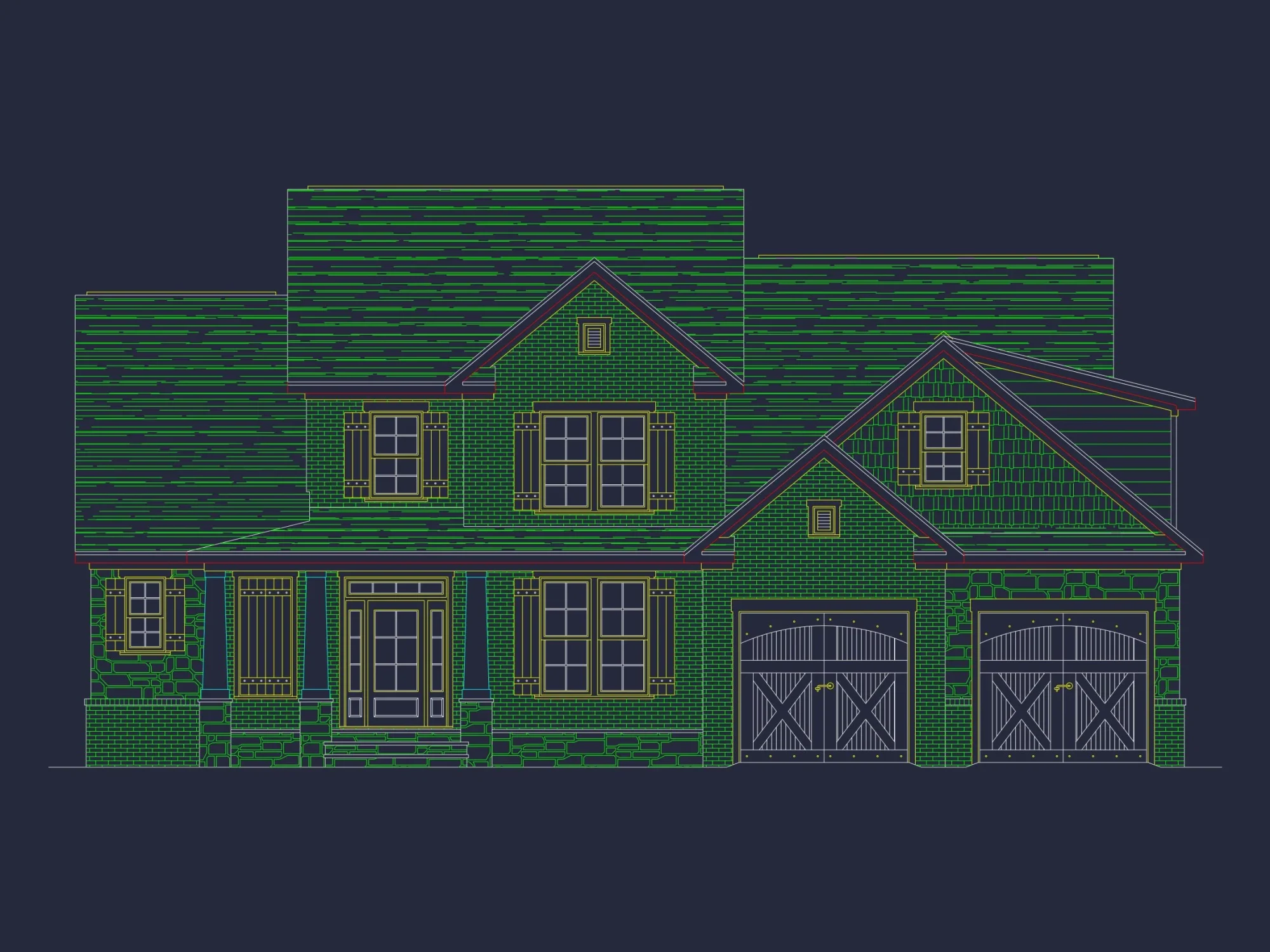 Stunning 4-Bedroom house Floor Plan with Elegant CAD Designs