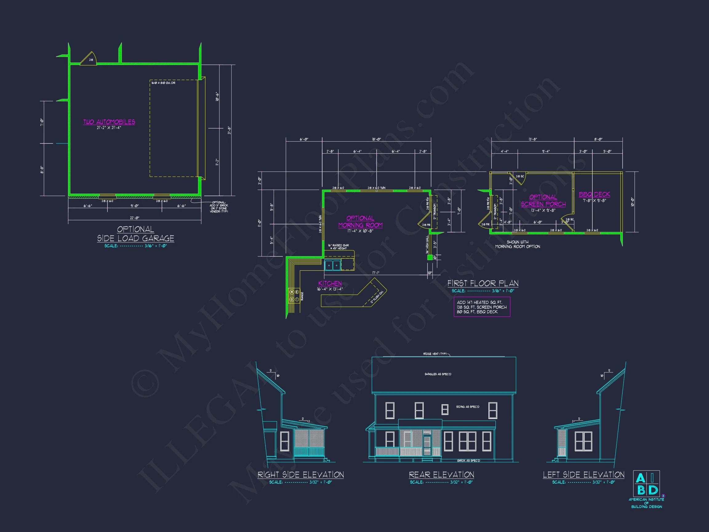 10-1138 HOUSE PLAN - 2.5-Story Modern Farmhouse-Craftsman Plan – 5 Bed, 3 Bath, 3,774 Sq. Ft. 15 Custom house Floor Plan with CAD Designs for Modern Living