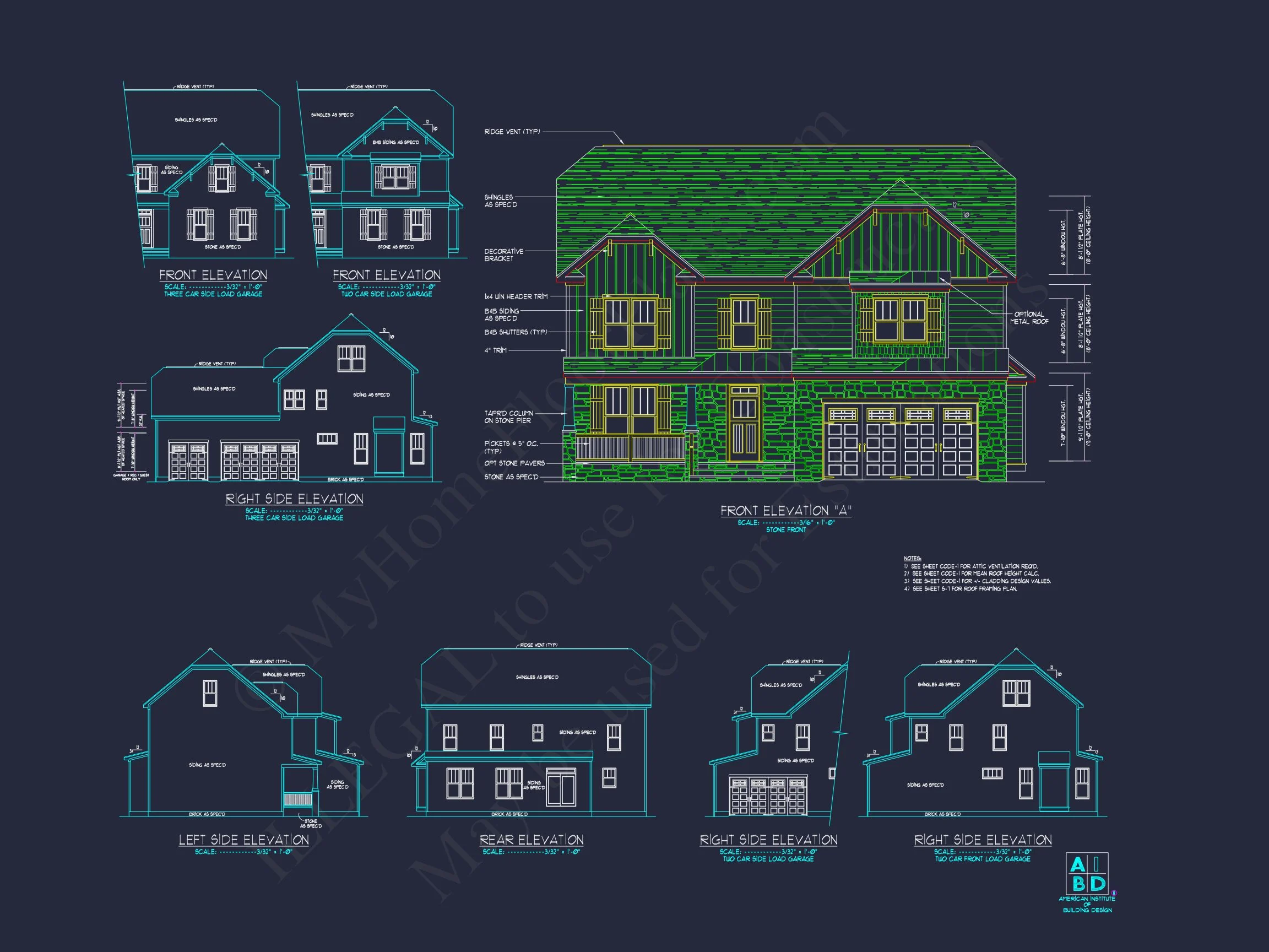 10-1138 HOUSE PLAN - 2.5-Story Modern Farmhouse-Craftsman Plan – 5 Bed, 3 Bath, 3,774 Sq. Ft. 9 Custom house Floor Plan with CAD Designs for Modern Living