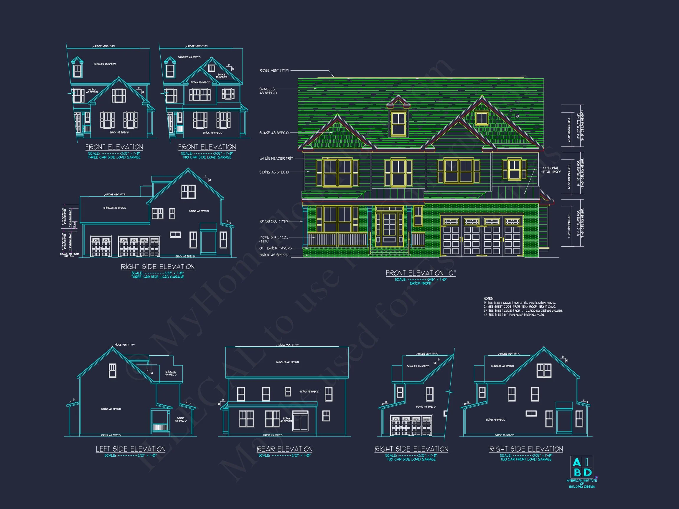 10-1138 HOUSE PLAN - 2.5-Story Modern Farmhouse-Craftsman Plan – 5 Bed, 3 Bath, 3,774 Sq. Ft. 8 Custom house Floor Plan with CAD Designs for Modern Living