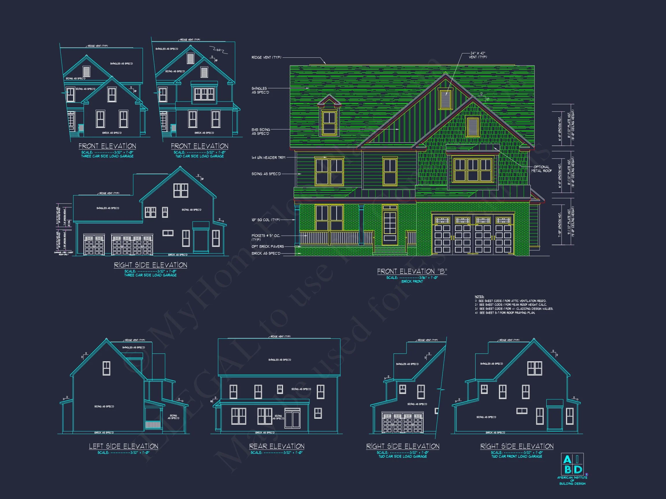 10-1138 HOUSE PLAN - 2.5-Story Modern Farmhouse-Craftsman Plan – 5 Bed, 3 Bath, 3,774 Sq. Ft. 7 Custom house Floor Plan with CAD Designs for Modern Living
