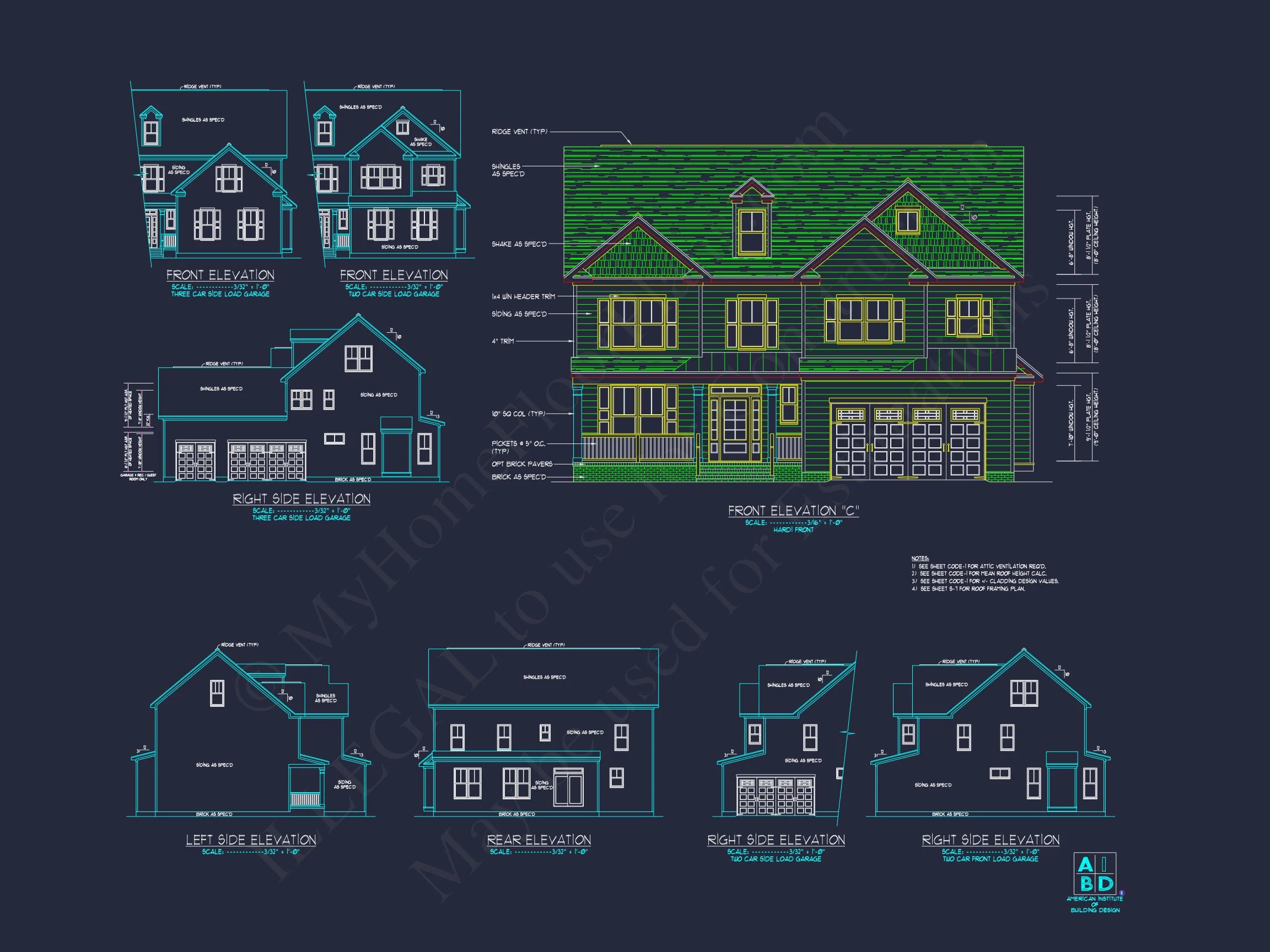10-1138 HOUSE PLAN - 2.5-Story Modern Farmhouse-Craftsman Plan – 5 Bed, 3 Bath, 3,774 Sq. Ft. 5 Custom house Floor Plan with CAD Designs for Modern Living