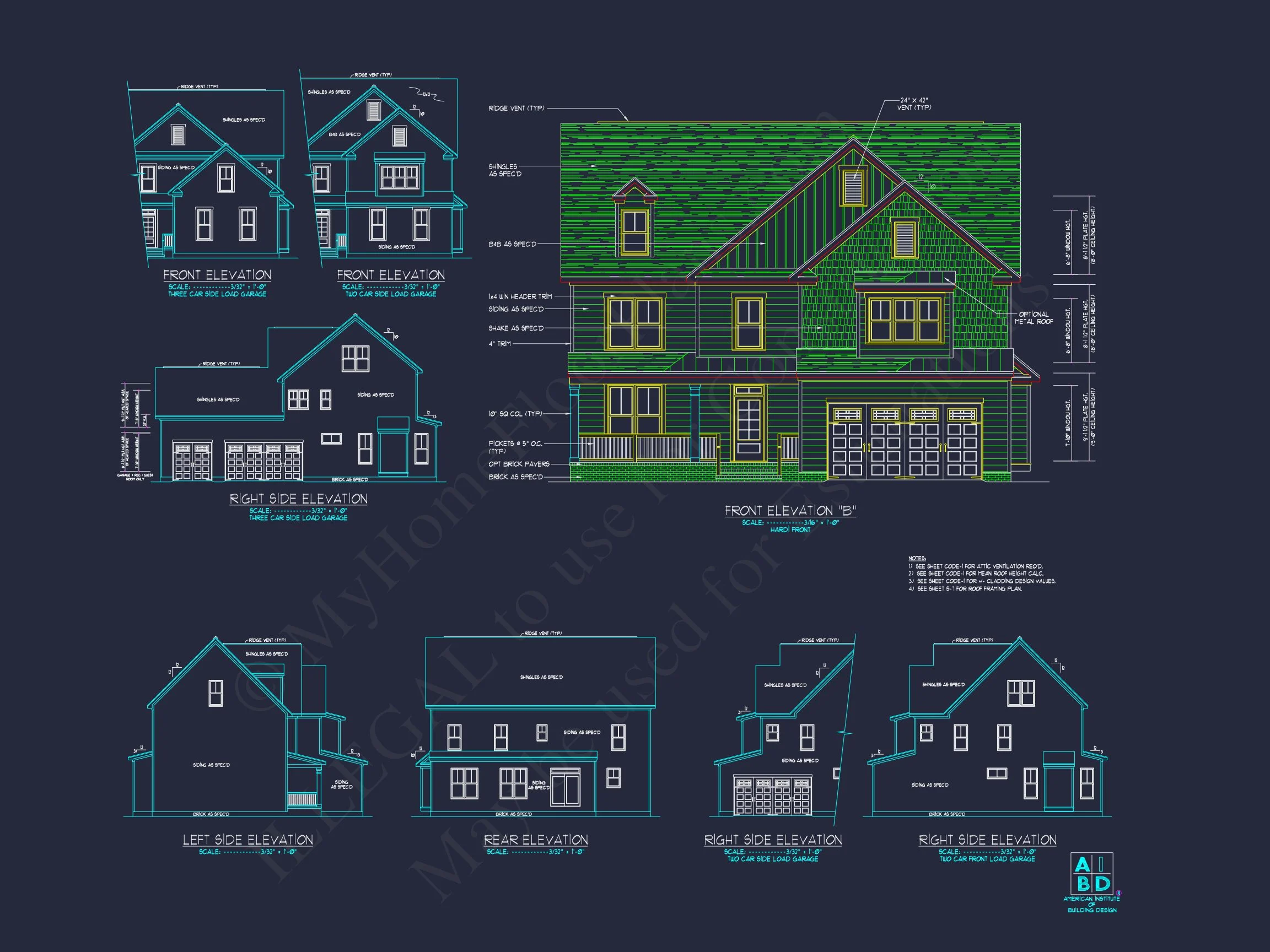 10-1138 HOUSE PLAN - 2.5-Story Modern Farmhouse-Craftsman Plan – 5 Bed, 3 Bath, 3,774 Sq. Ft. 4 Custom house Floor Plan with CAD Designs for Modern Living