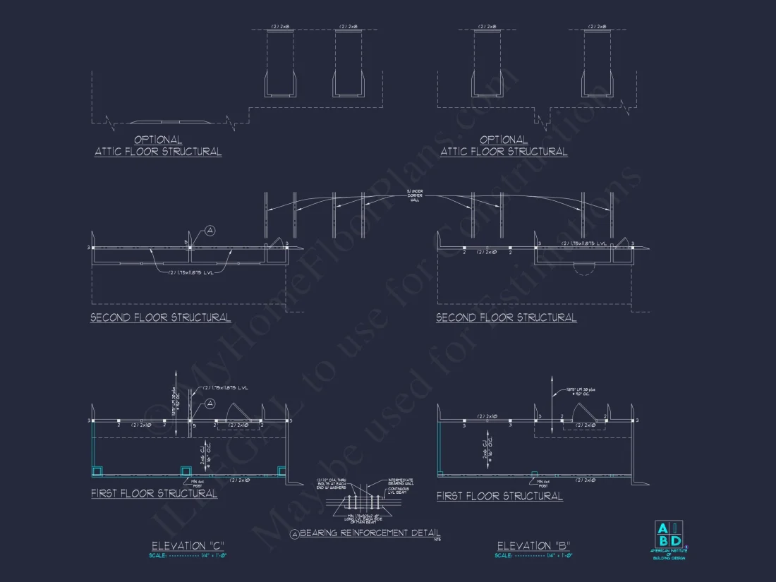 Stylish 2-Story house Plan with Detailed CAD Blueprint Designs