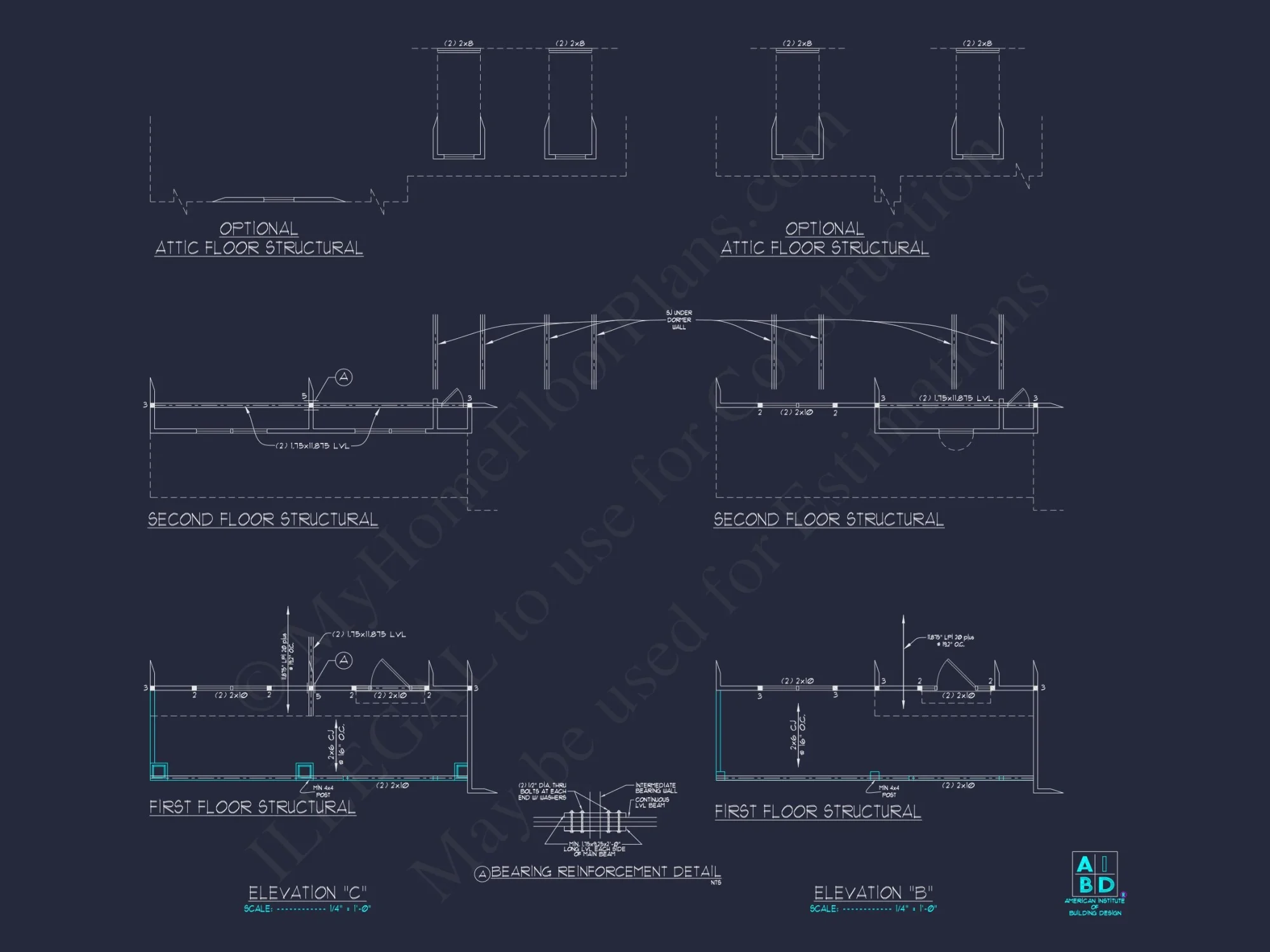 Stylish 2-Story house Plan with Detailed CAD Blueprint Designs
