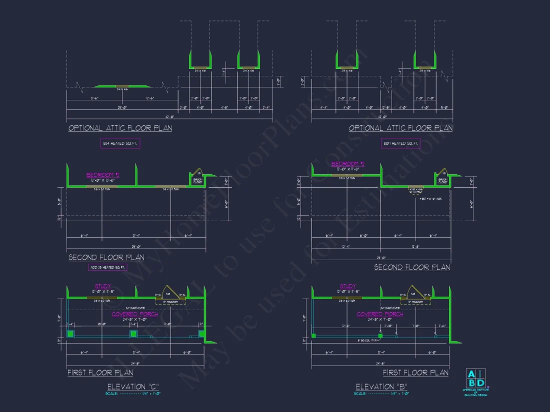 Stylish 2-Story house Plan with Detailed CAD Blueprint Designs