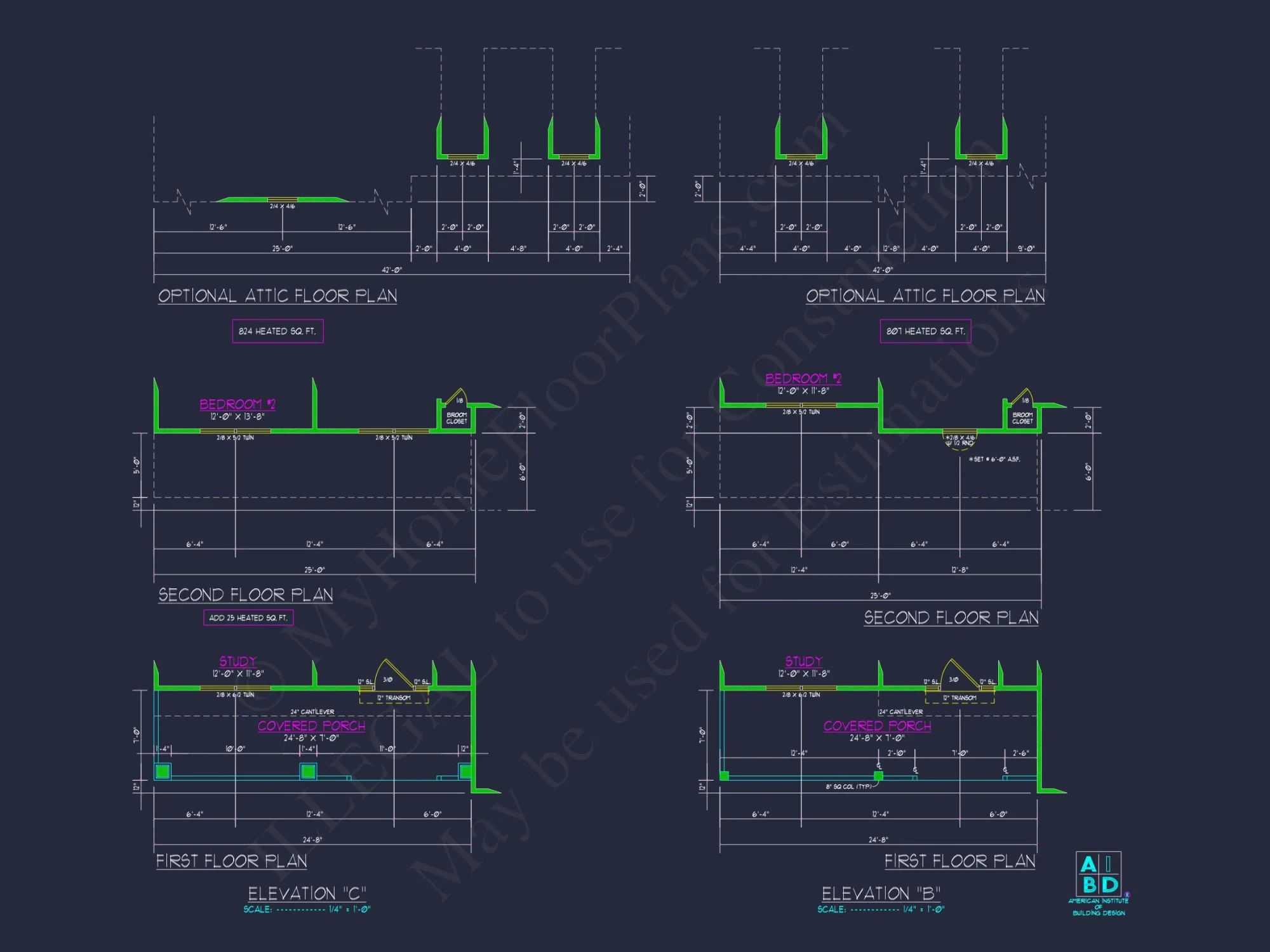 Stylish 2-Story house Plan with Detailed CAD Blueprint Designs