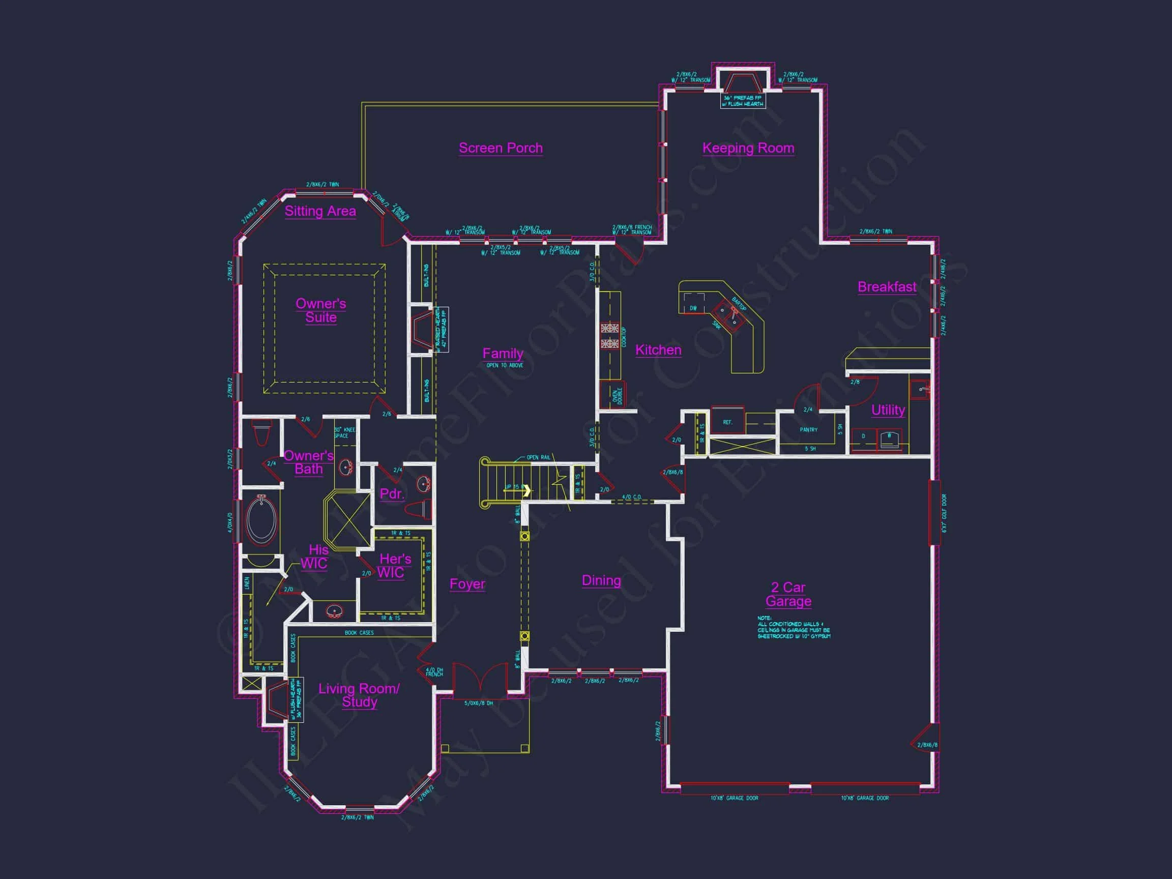 10-1097 HOUSE PLAN - Traditional Brick House Plan with French Country Style – 4 Bed, 3,769 Sq Ft 6 Elegant 2-Story house Plan with Spacious Floor Plan & CAD Designs