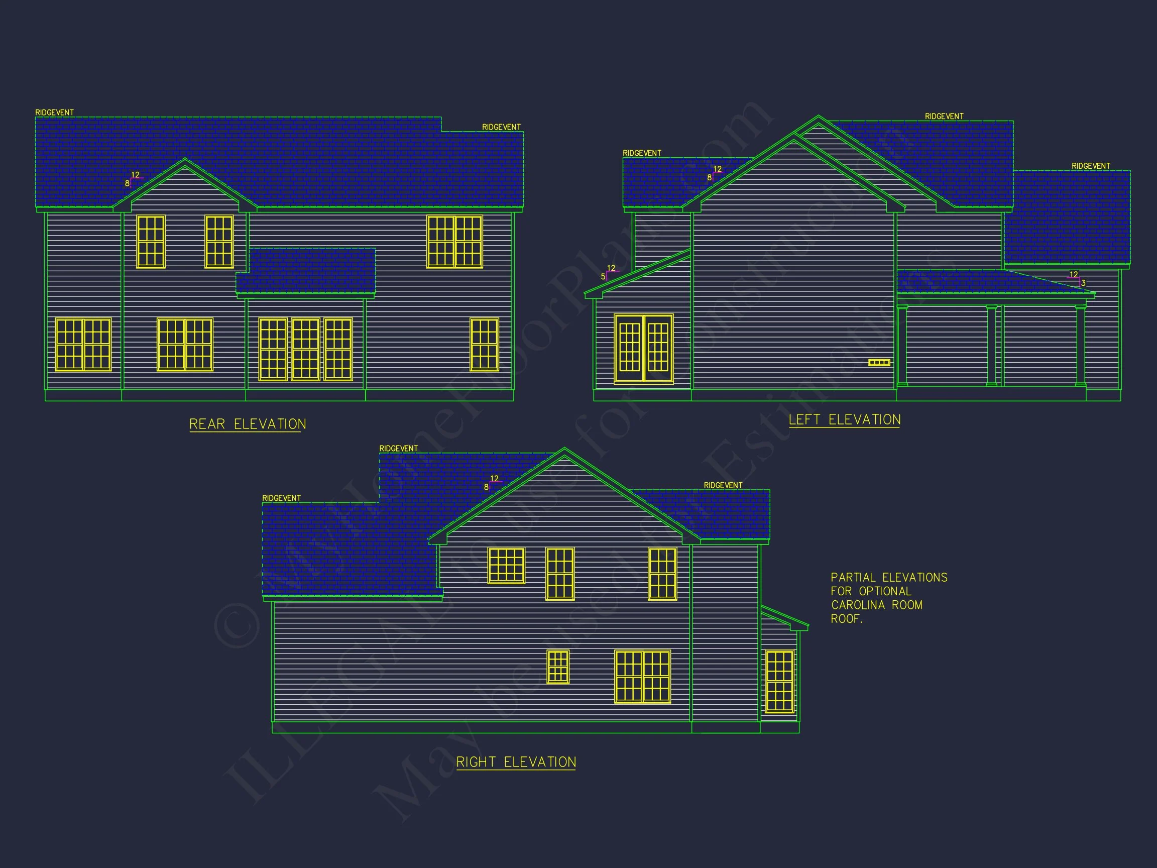 10-1018 HOUSE PLAN - Traditional Colonial Revival House Plan – 4 Bed, 3,017 Sq Ft, 2-Story with CAD Blueprints 5 Stunning house Plan with 2 Floors, CAD Designs & Blueprint