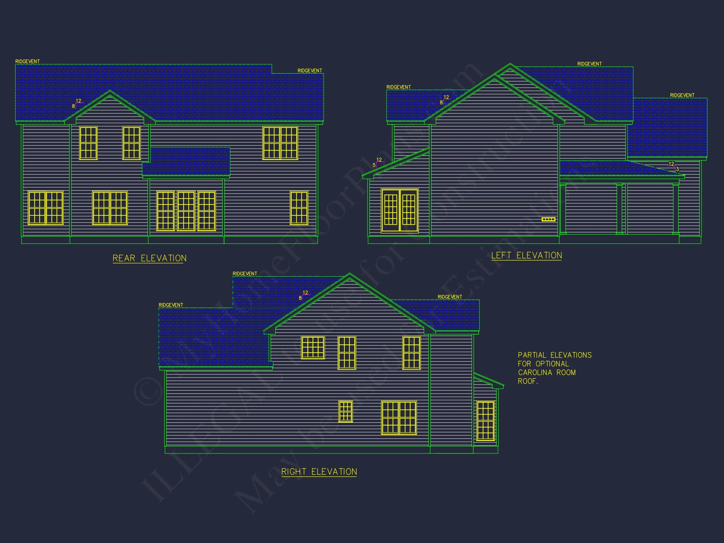 10-1018 HOUSE PLAN - Traditional Colonial Revival House Plan – 4 Bed, 3,017 Sq Ft, 2-Story with CAD Blueprints 4 Stunning house Plan with 2 Floors, CAD Designs & Blueprint