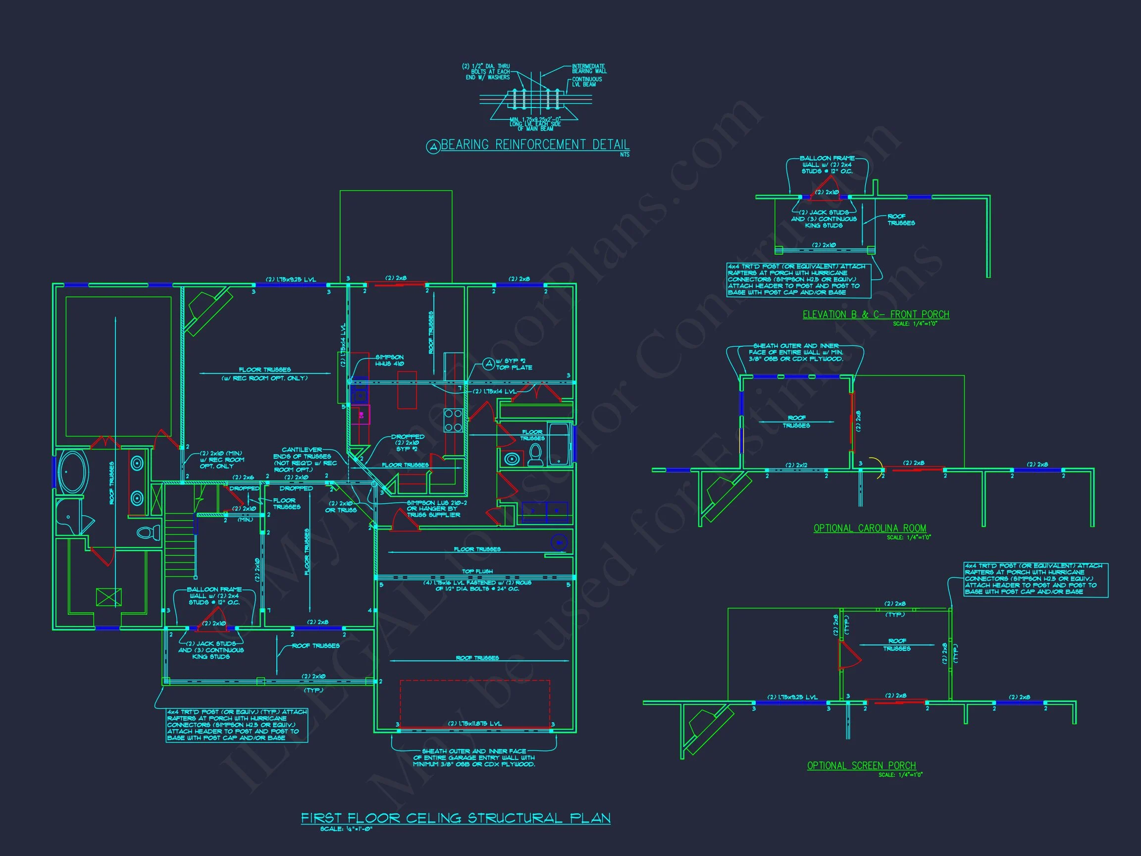 10-1017 HOUSE PLAN - Traditional Colonial Revival House Plan with Craftsman Charm – 2,864 Sq Ft, 4 Beds 18 Elegant house Plan with Detailed Floor Plan and CAD Designs
