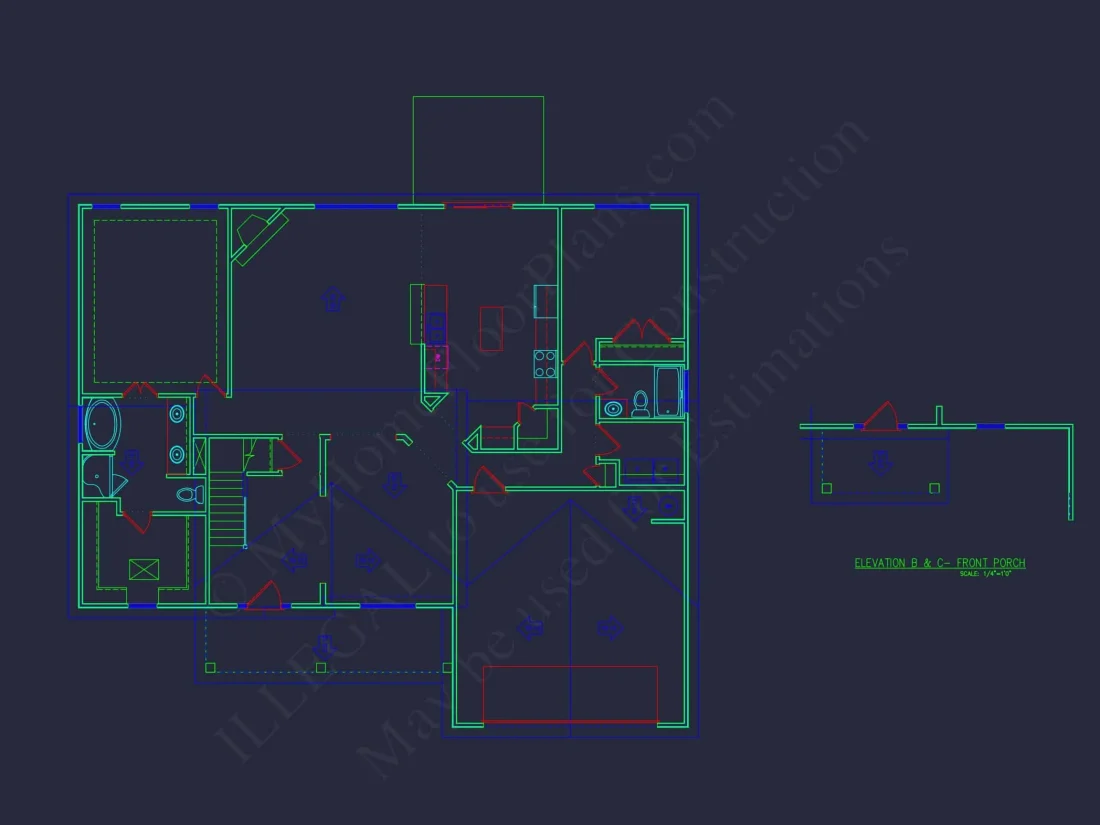 Elegant house Plan with Detailed Floor Plan and CAD Designs