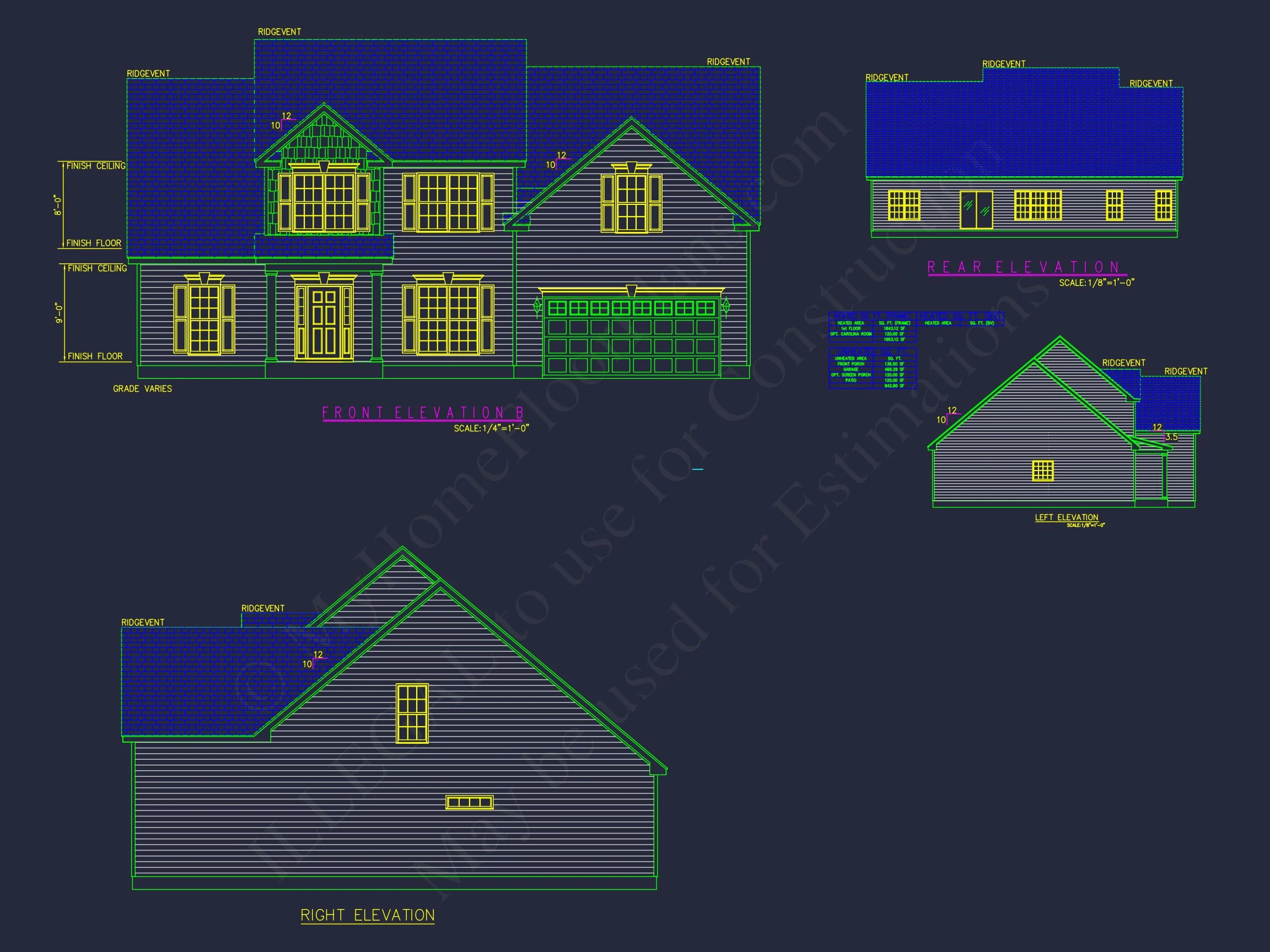 10-1017 HOUSE PLAN - Traditional Colonial Revival House Plan with Craftsman Charm – 2,864 Sq Ft, 4 Beds 4 Elegant house Plan with Detailed Floor Plan and CAD Designs