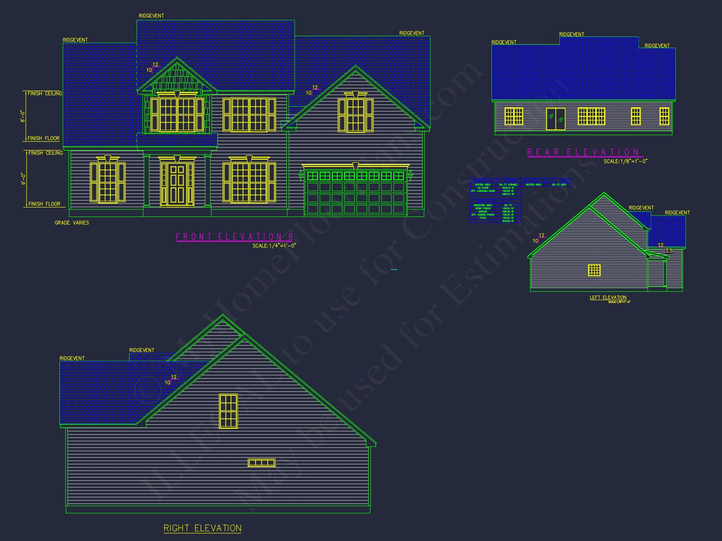 10-1017 HOUSE PLAN - Traditional Colonial Revival House Plan with Craftsman Charm – 2,864 Sq Ft, 4 Beds 3 Elegant house Plan with Detailed Floor Plan and CAD Designs