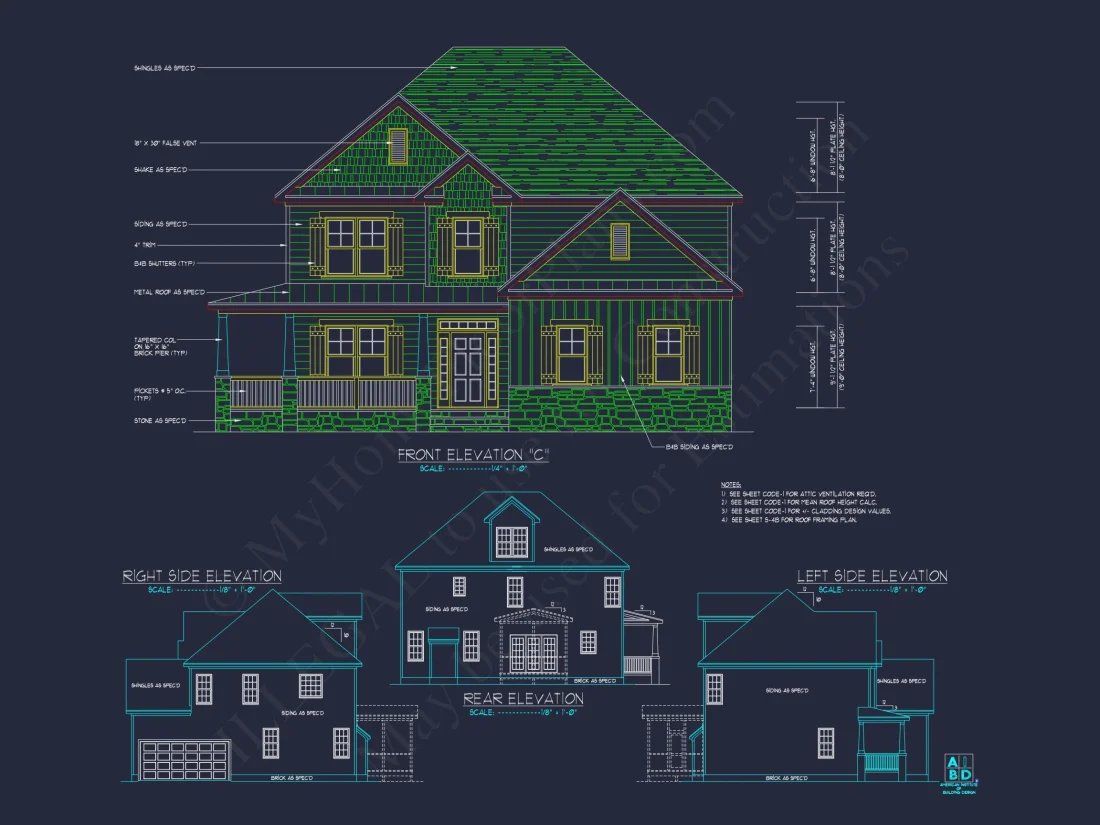 2280 Sq Ft 4-Bedroom 2-Story Traditional house Plan & Blueprint Designs