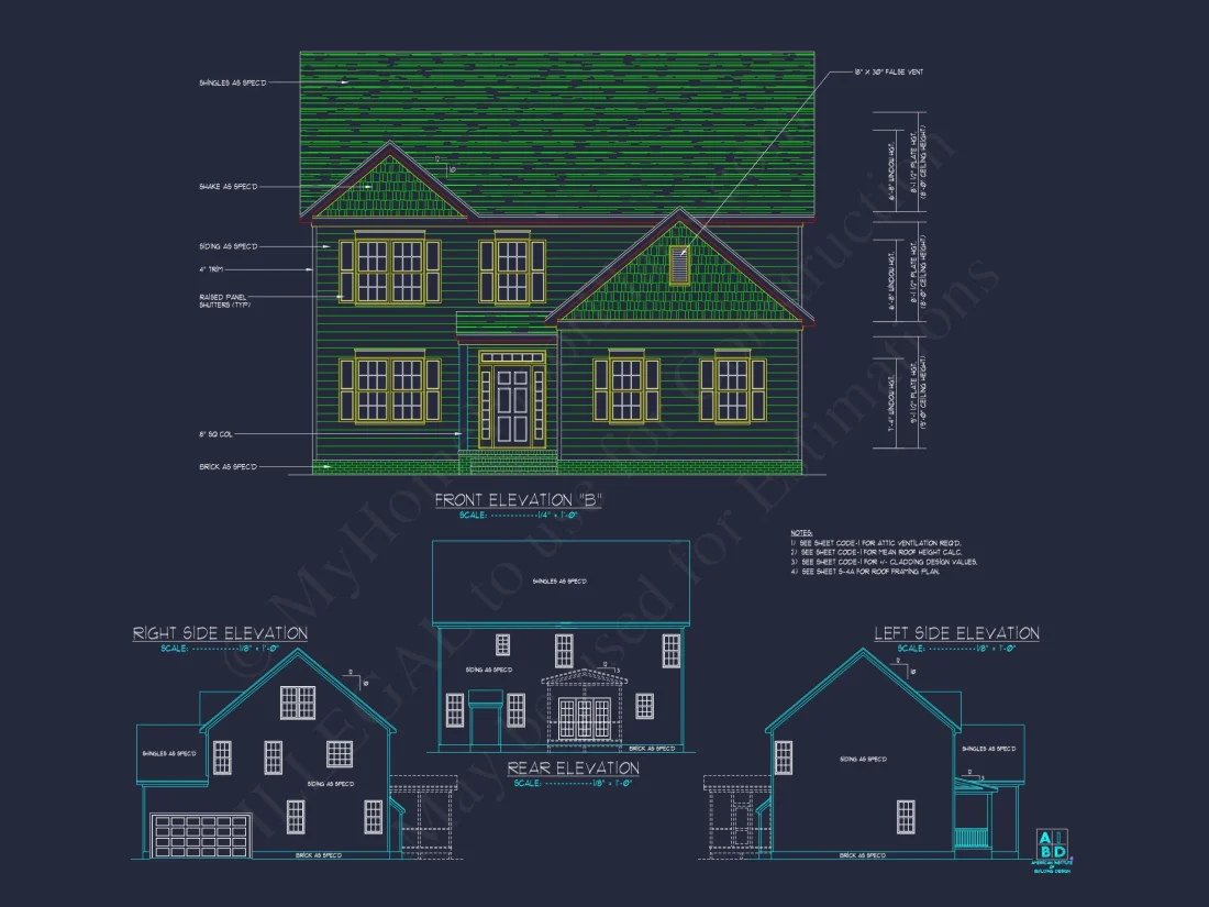 2280 Sq Ft 4-Bedroom 2-Story Traditional house Plan & Blueprint Designs