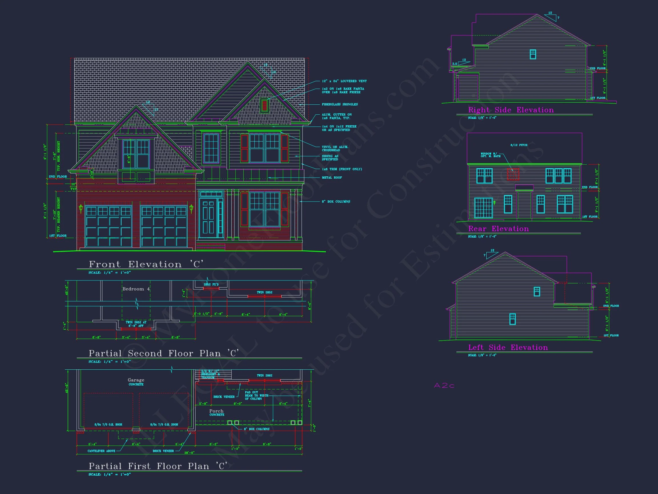 9-1880B HOUSE PLAN -Transitional Colonial Revival Home Plan – 2,545 Sq Ft, 4 Bed, 2-Story with CAD 5 Charming 2-Story Craftsman house Plan with Spacious Layout & CAD Designs