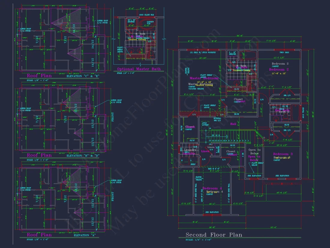 Modern house Plan with 4 Bedrooms, CAD Floor Plan, and Designs