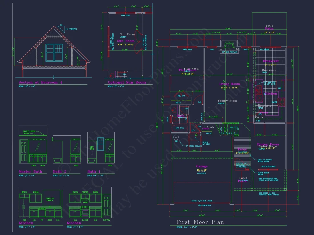 Modern house Plan with 4 Bedrooms, CAD Floor Plan, and Designs