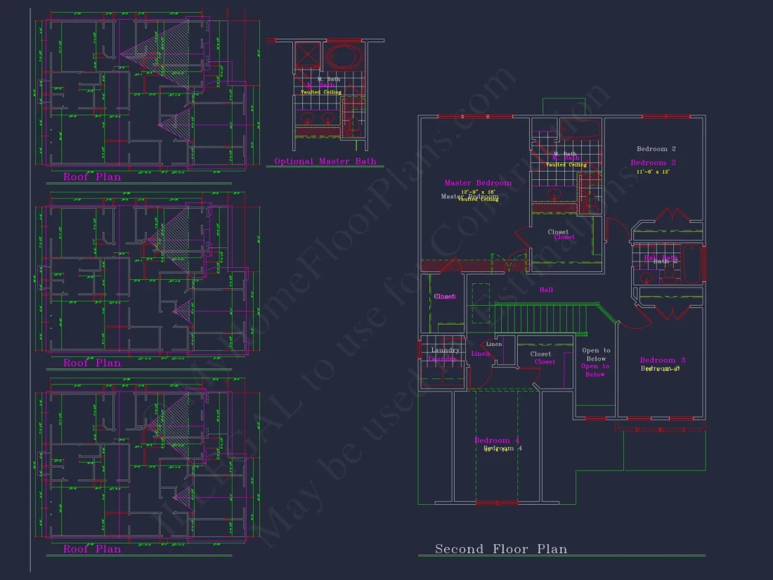 Modern house Plan with 4 Bedrooms, CAD Floor Plan, and Designs