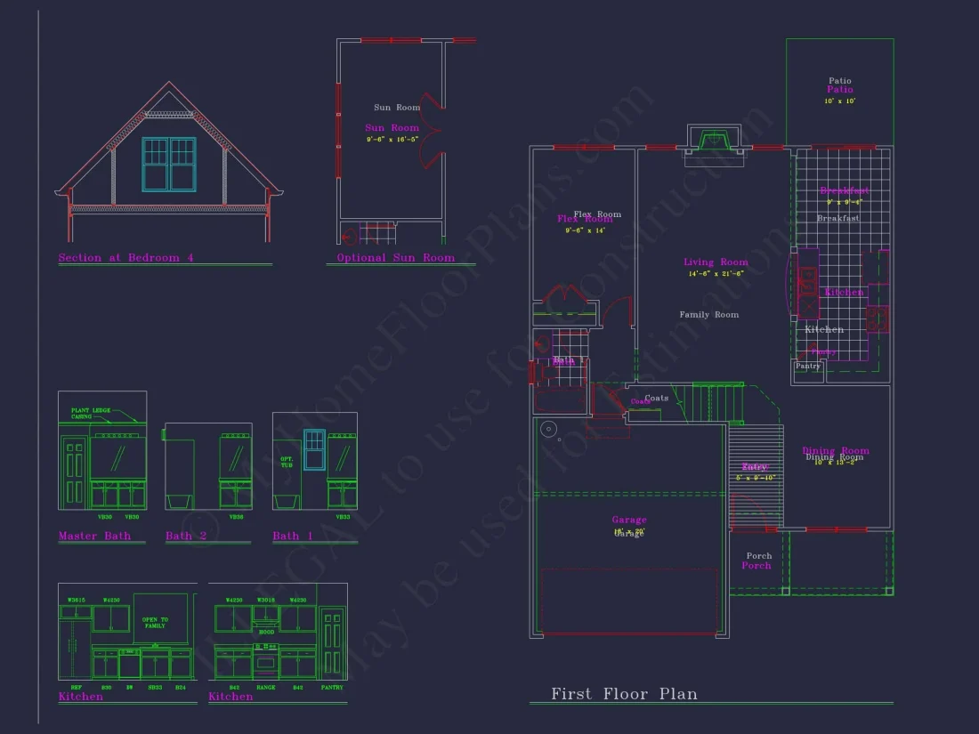 Modern house Plan with 4 Bedrooms, CAD Floor Plan, and Designs