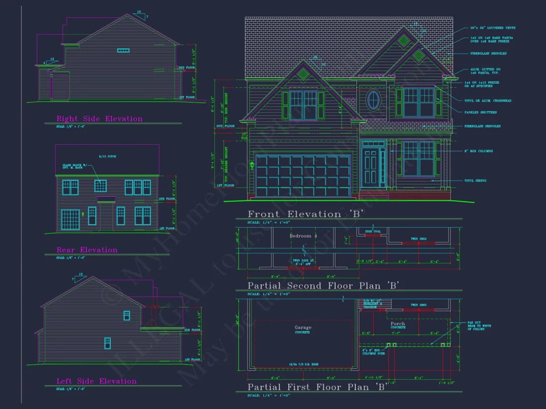 Modern house Plan with 4 Bedrooms, CAD Floor Plan, and Designs