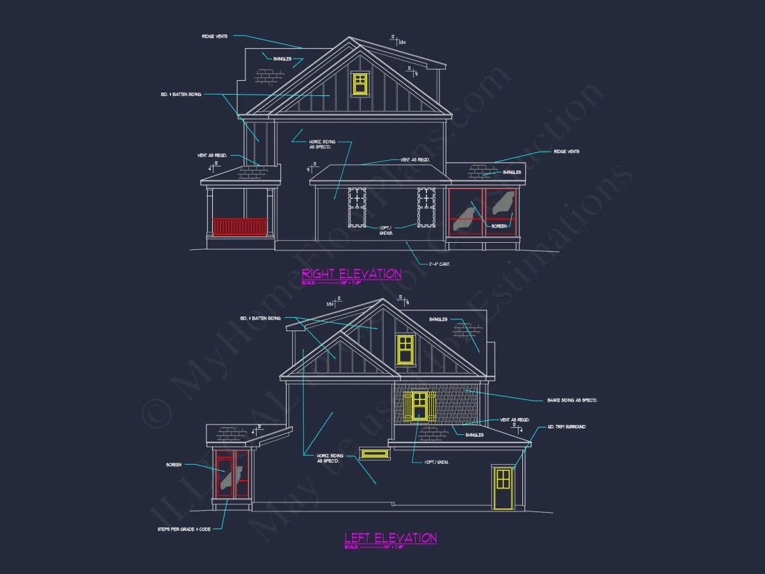 Stylish house Plan with 2.5 Stories, Blueprint, and CAD Designs