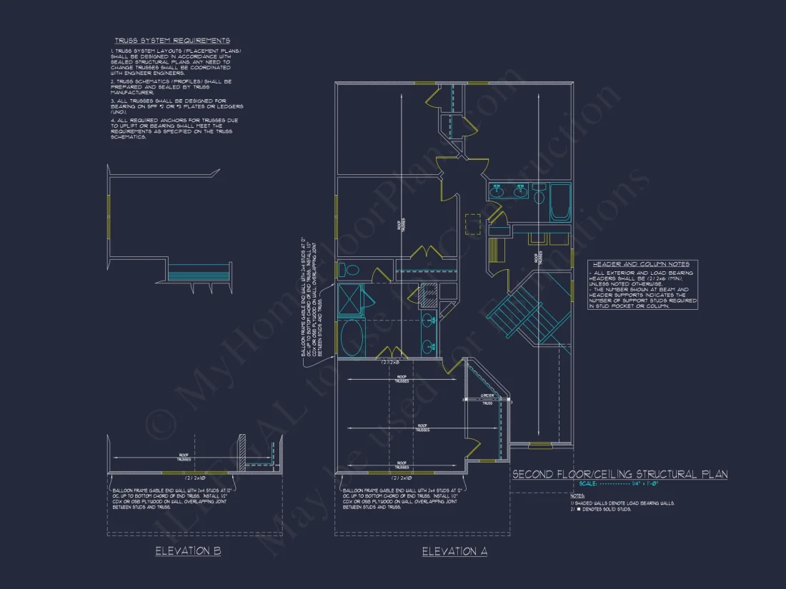 Craftsman house Plan with CAD Blueprint and Floor Designs