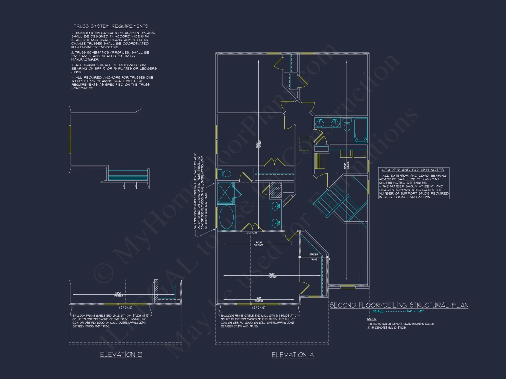 Craftsman house Plan with CAD Blueprint and Floor Designs