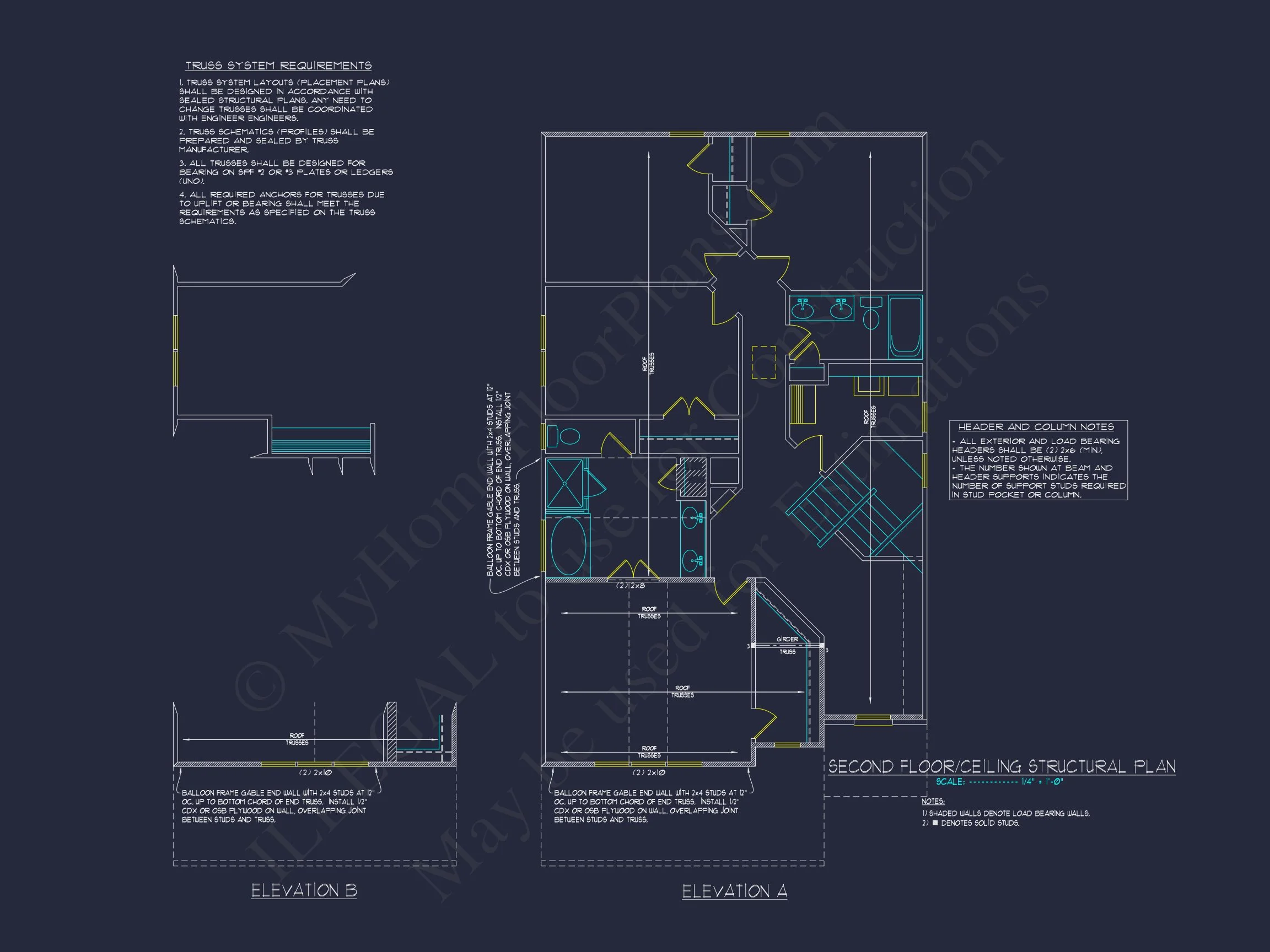 Craftsman house Plan with CAD Blueprint and Floor Designs