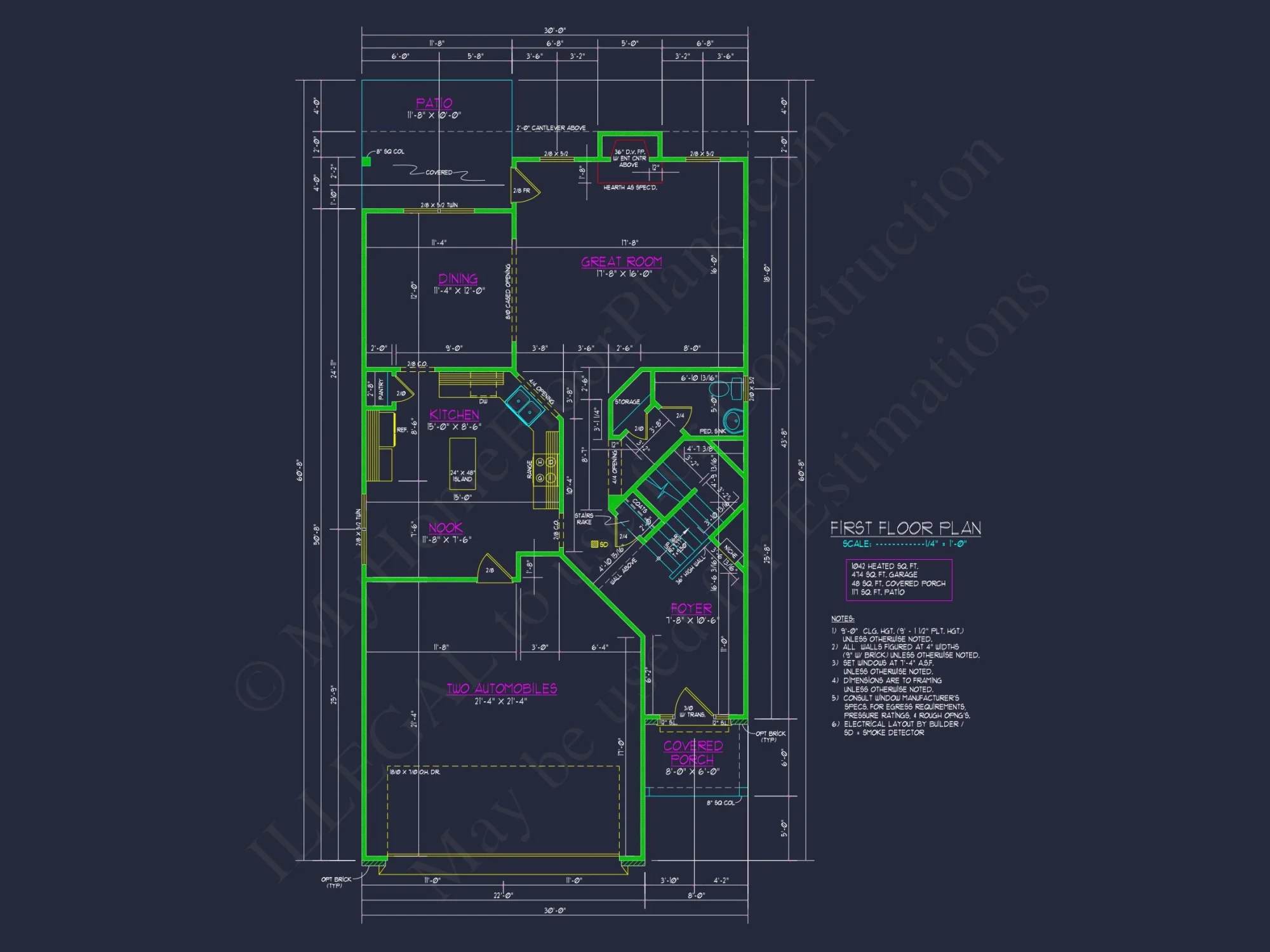 Craftsman house Plan with CAD Blueprint and Floor Designs