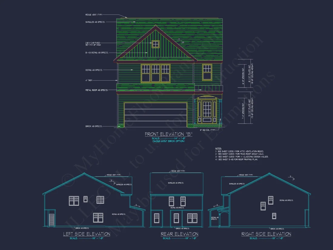 Craftsman house Plan with CAD Blueprint and Floor Designs