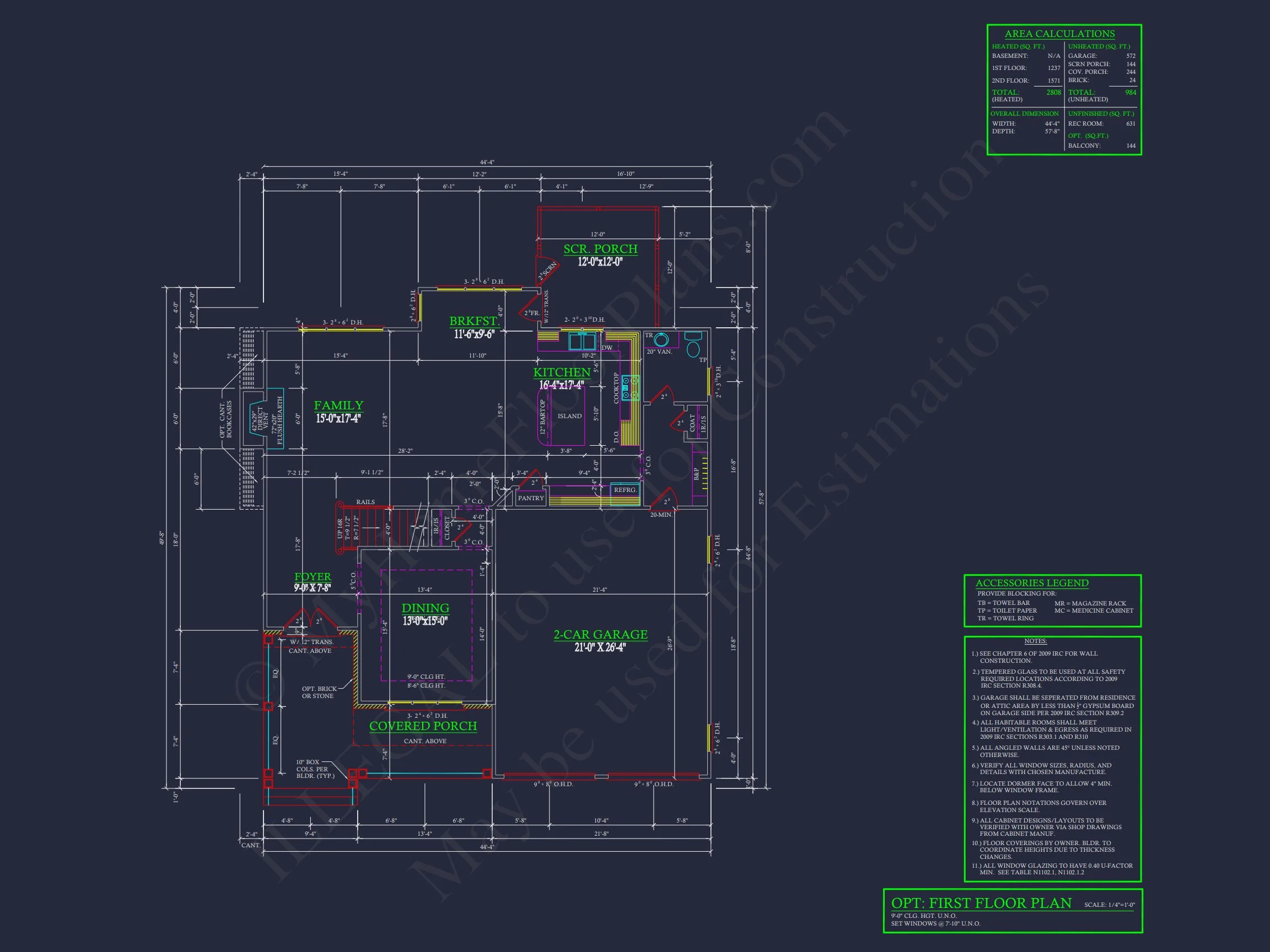 9-1810 HOUSE PLAN - Colonial Revival Home Plan – 4 Bed, 2,922 Sq Ft, 2 Stories 9 Craftsman house Plan with Detailed Blueprint and CAD Designs