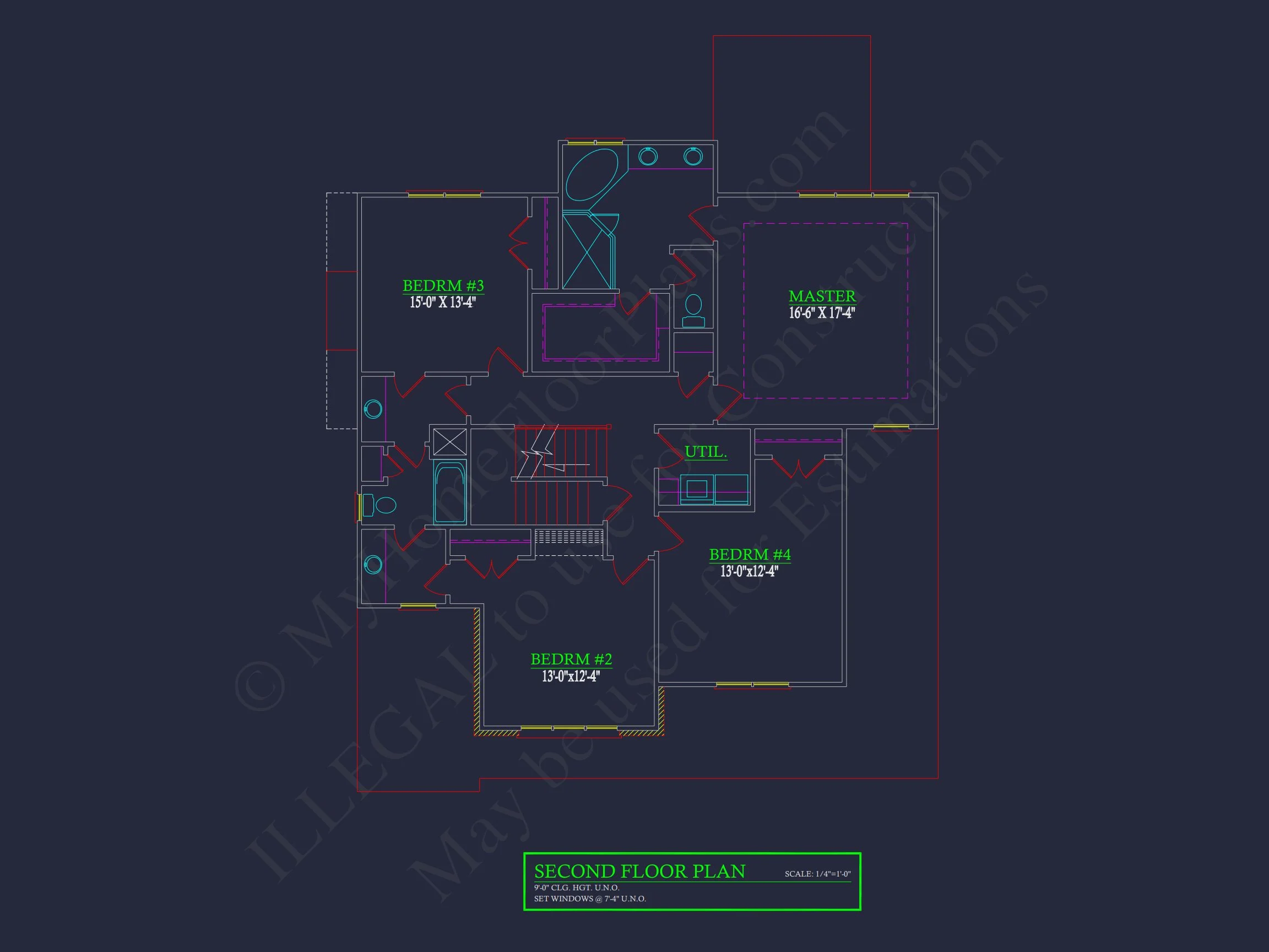9-1810 HOUSE PLAN - Colonial Revival Home Plan – 4 Bed, 2,922 Sq Ft, 2 Stories 5 Craftsman house Plan with Detailed Blueprint and CAD Designs