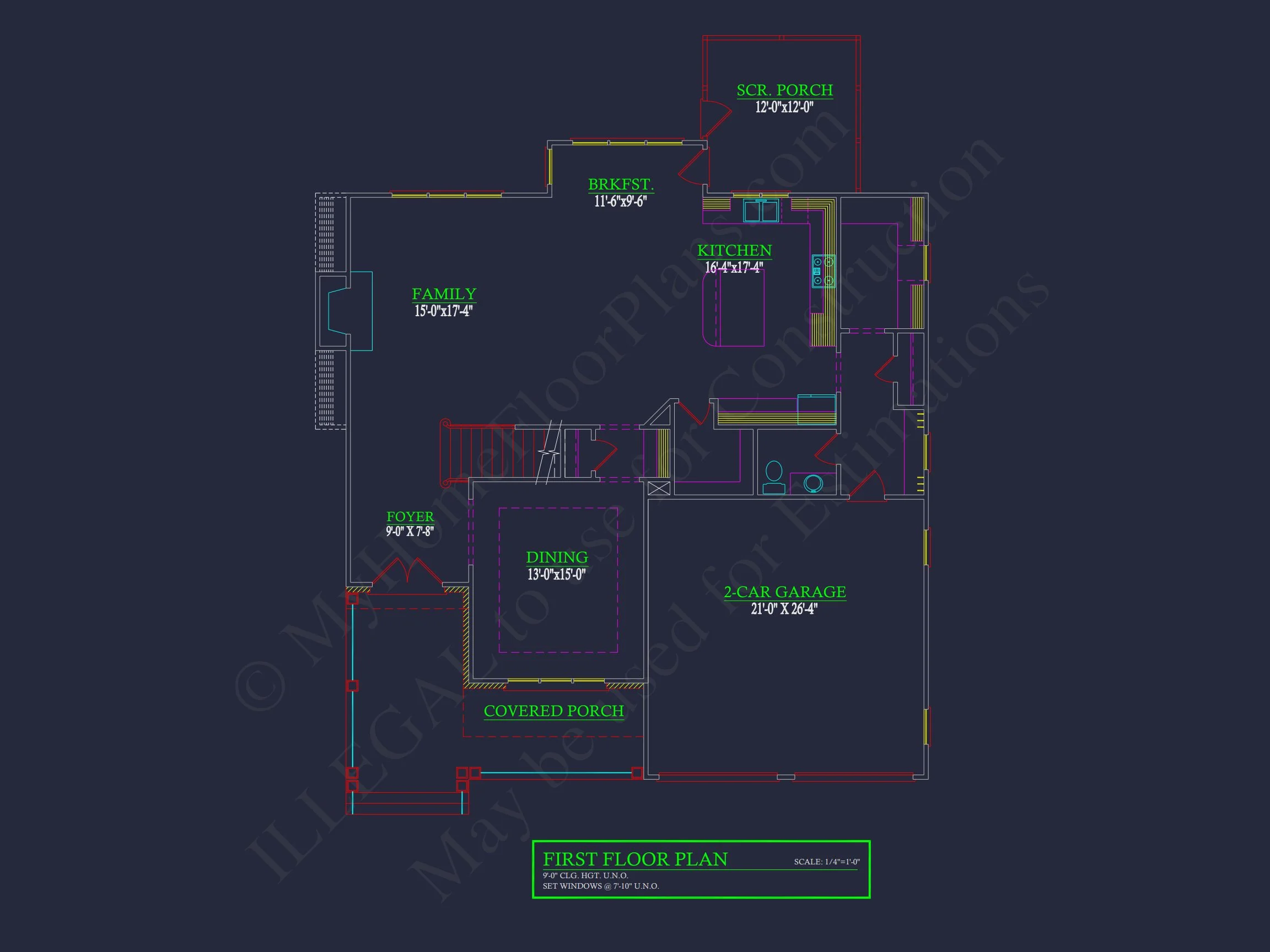 9-1810 HOUSE PLAN - Colonial Revival Home Plan – 4 Bed, 2,922 Sq Ft, 2 Stories 4 Craftsman house Plan with Detailed Blueprint and CAD Designs
