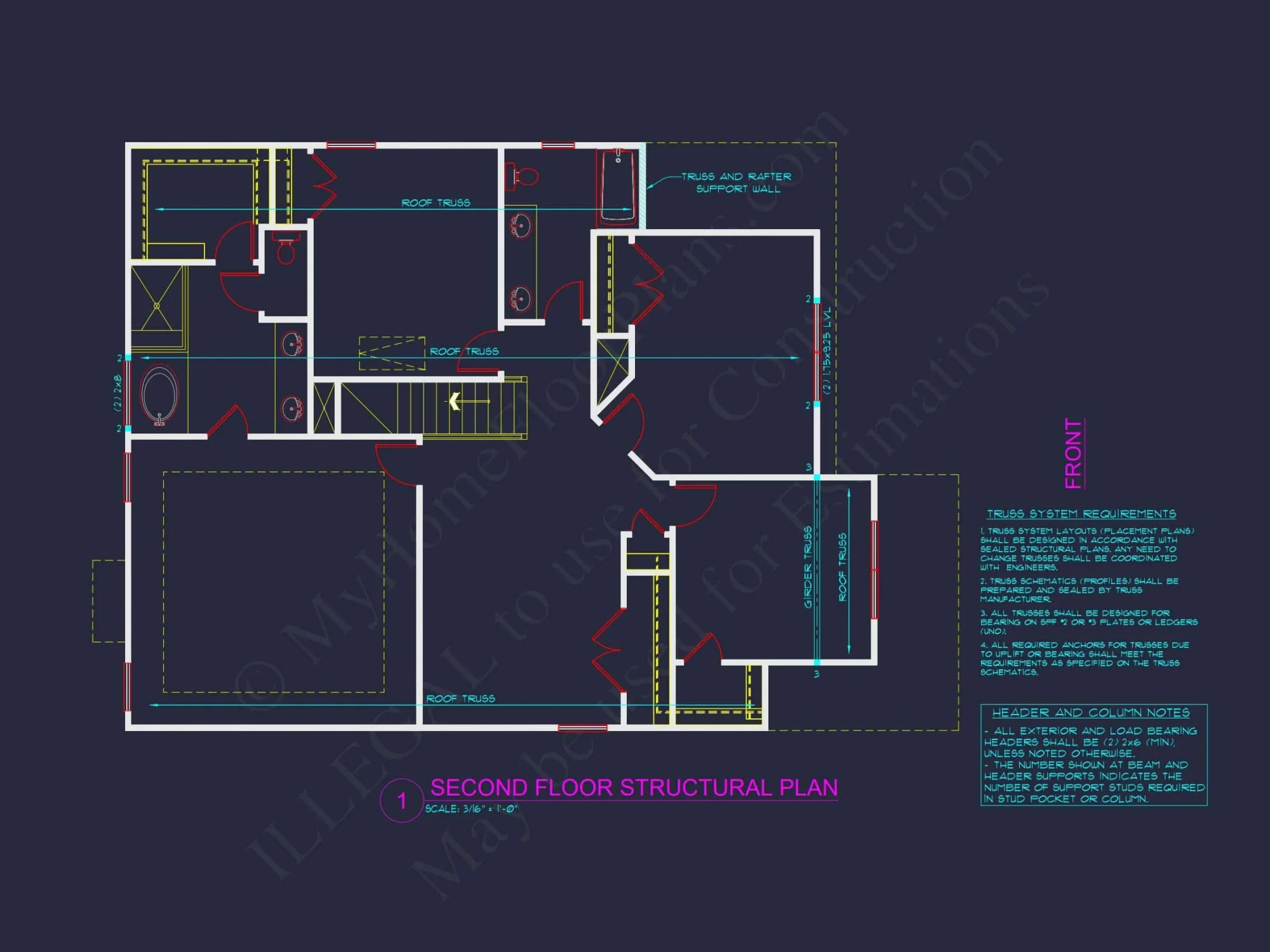 Modern Craftsman house Plan: CAD Floor Plan & Architecture Design
