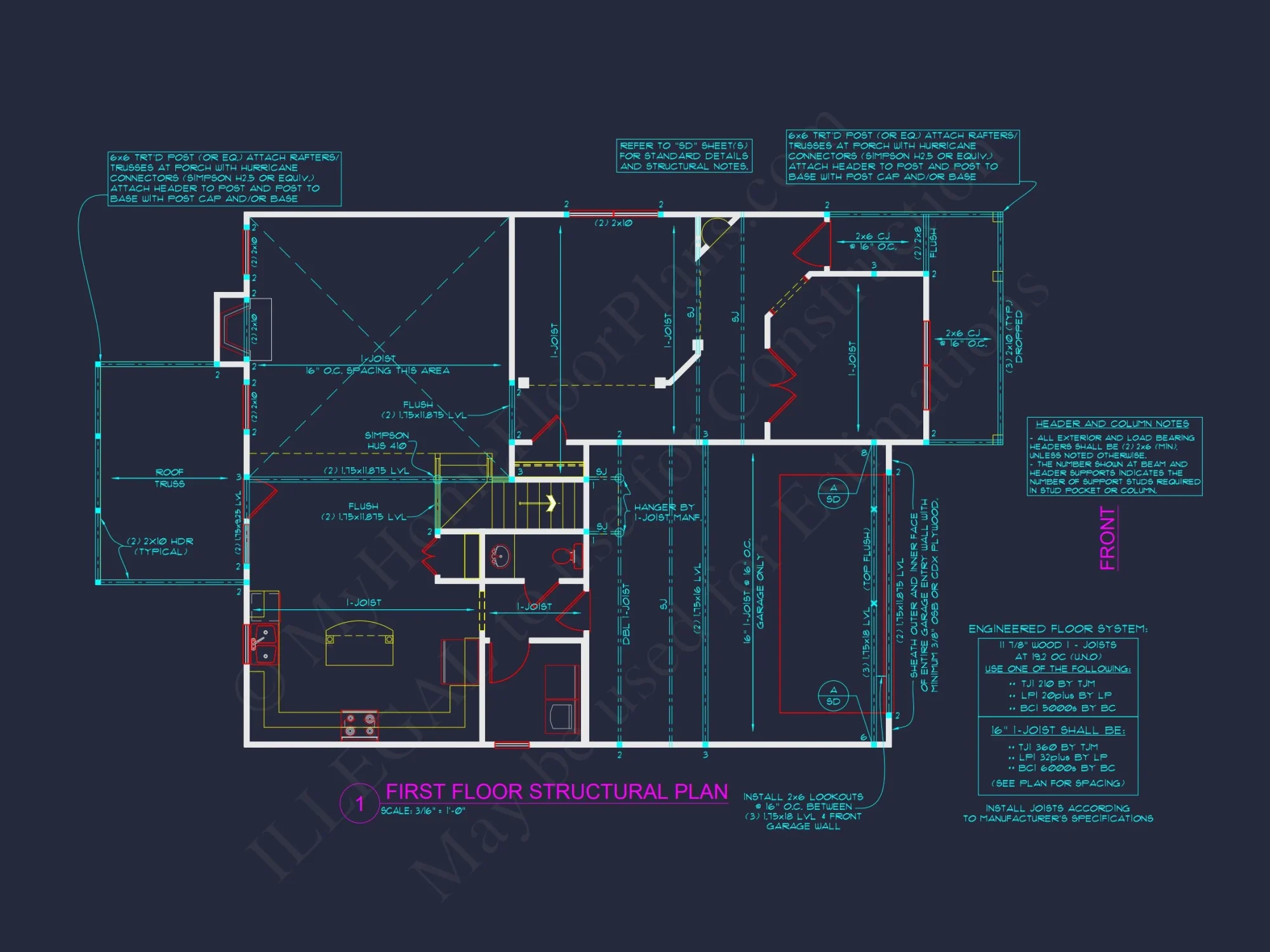 Modern Craftsman house Plan: CAD Floor Plan & Architecture Design