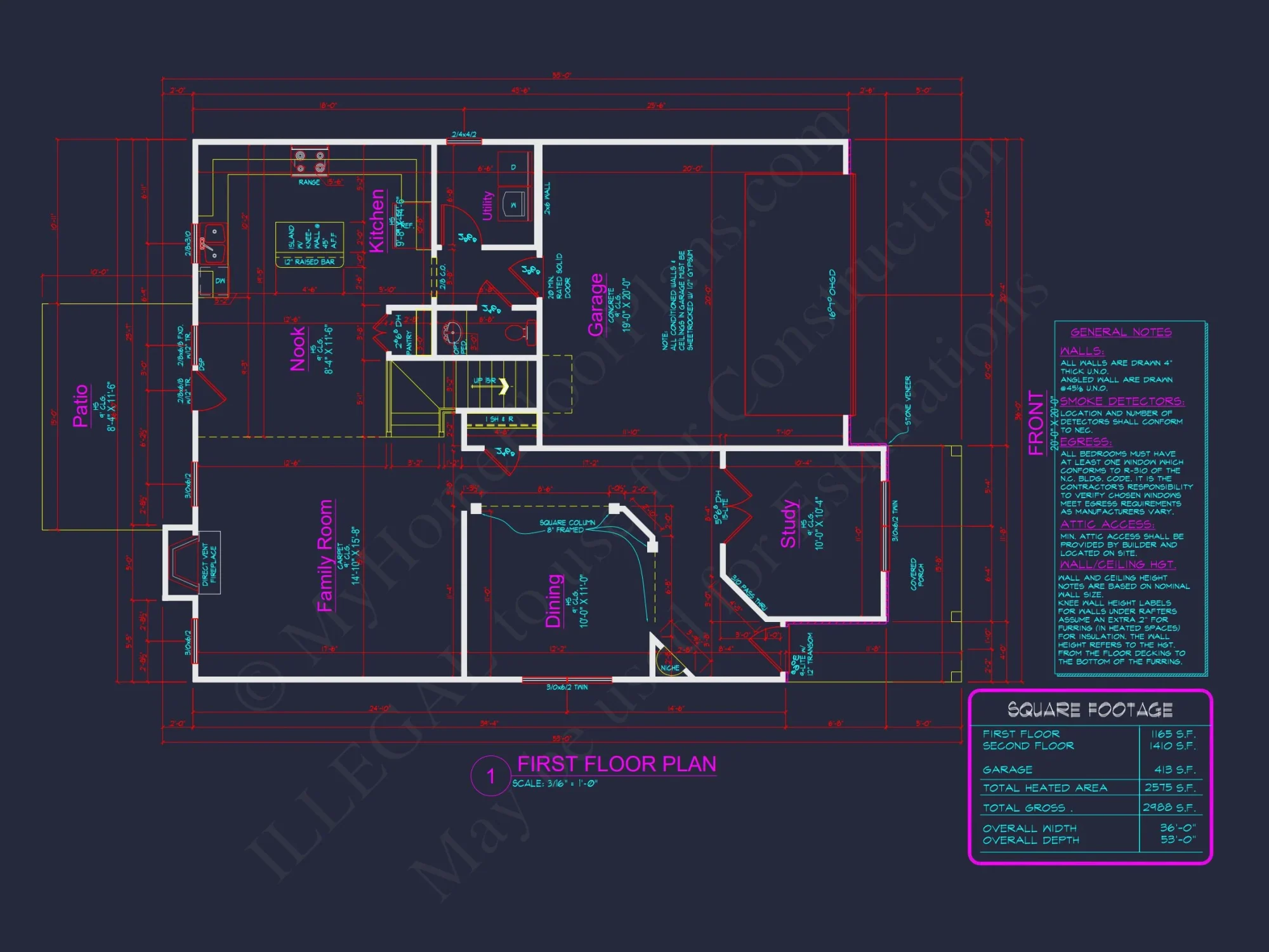 Modern Craftsman house Plan: CAD Floor Plan & Architecture Design