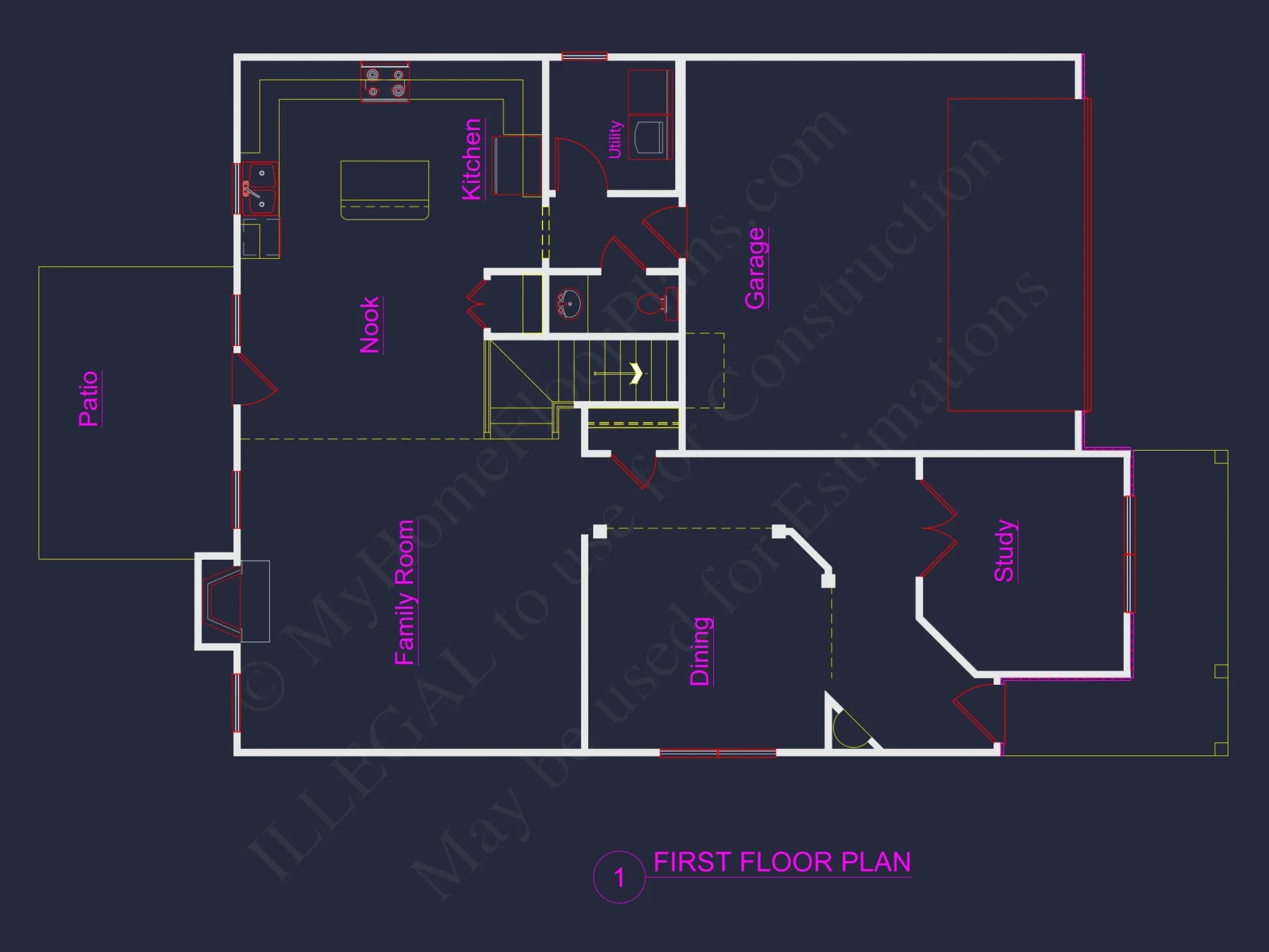 Modern Craftsman house Plan: CAD Floor Plan & Architecture Design