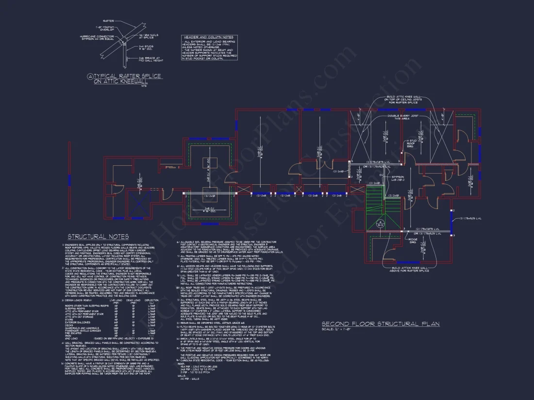 Craftsman house Plan w/2-Story, 4 Bed, 3 Bath & 2-Car Garage Blueprint