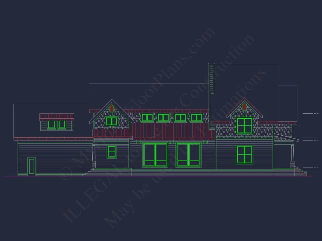 Craftsman house Plan w/2-Story, 4 Bed, 3 Bath & 2-Car Garage Blueprint