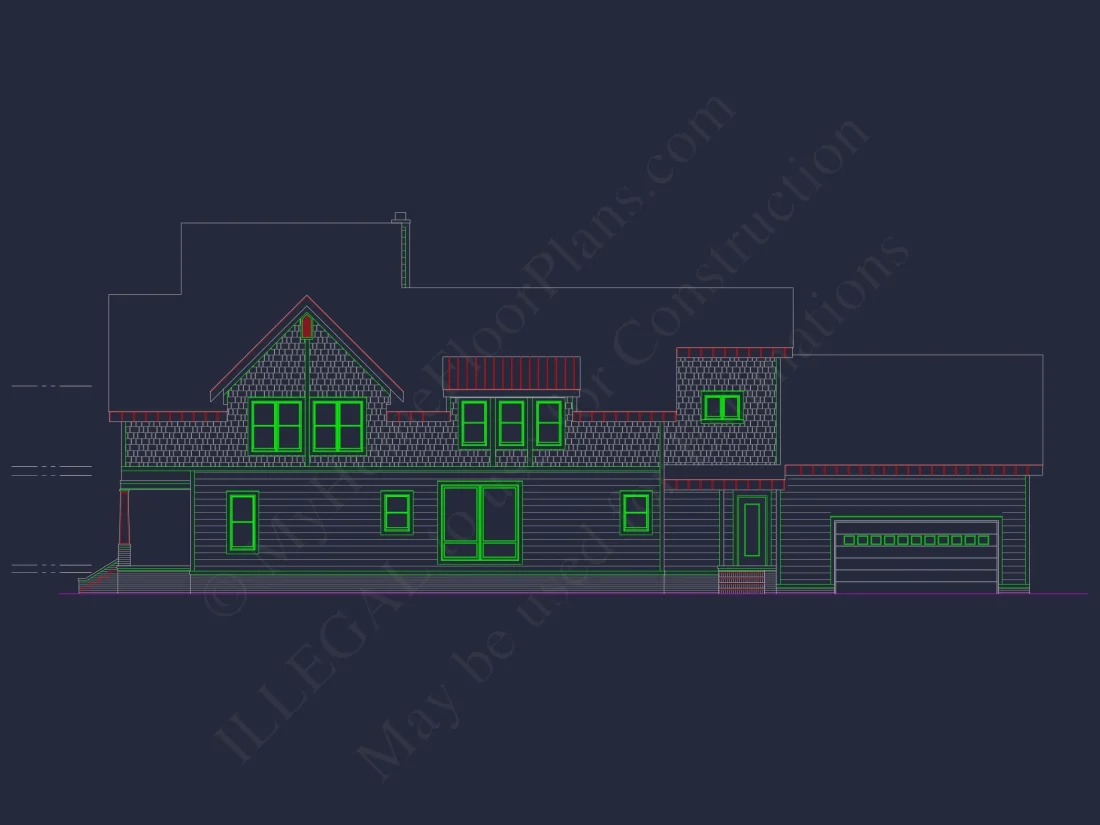 Craftsman house Plan w/2-Story, 4 Bed, 3 Bath & 2-Car Garage Blueprint