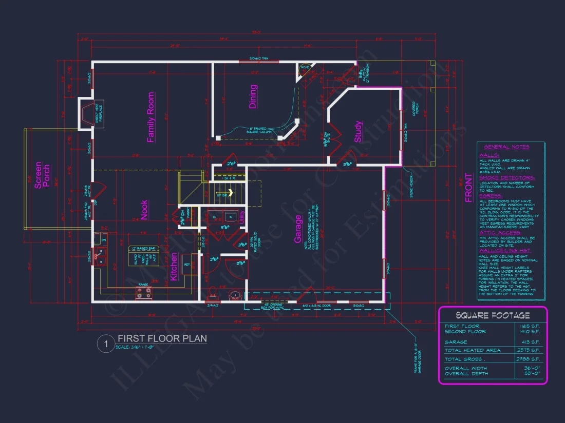 Modern Craftsman house Plan with Spacious Floor Design and CAD Blueprint