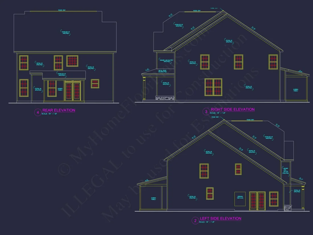 Modern Craftsman house Plan with Spacious Floor Design and CAD Blueprint