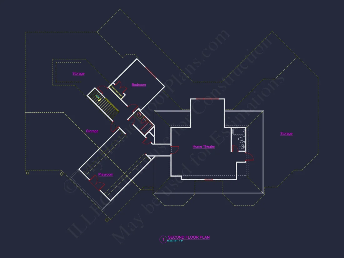 French Country house Plan - 2 Story, 3 Bed, 3 Bath Blueprint Design