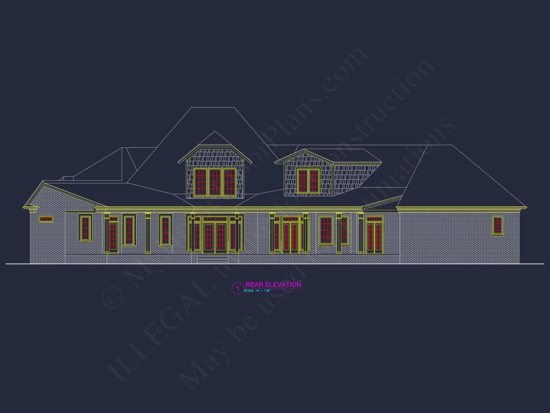 French Country house Plan - 2 Story, 3 Bed, 3 Bath Blueprint Design