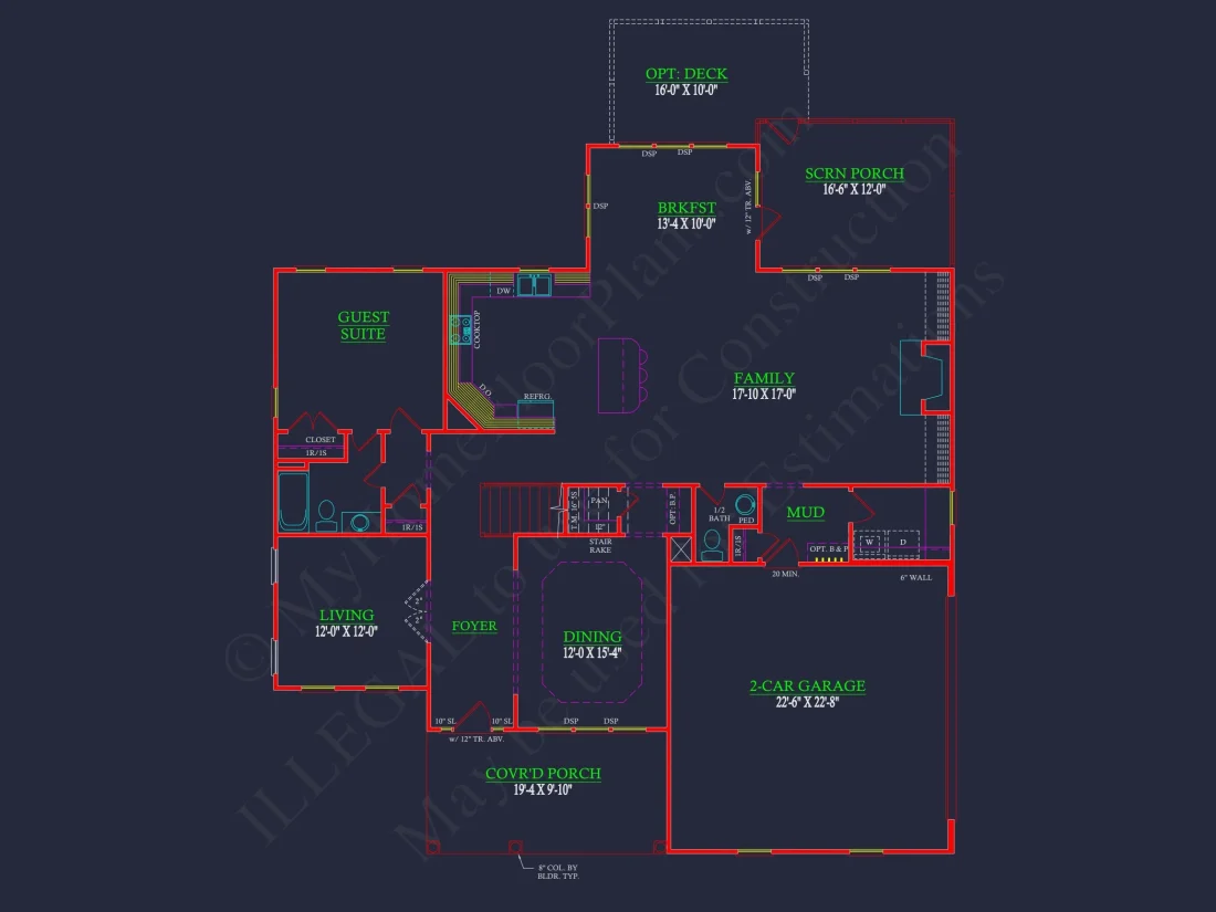 Spacious house Floor Plan with 4 Bedrooms & CAD Designs