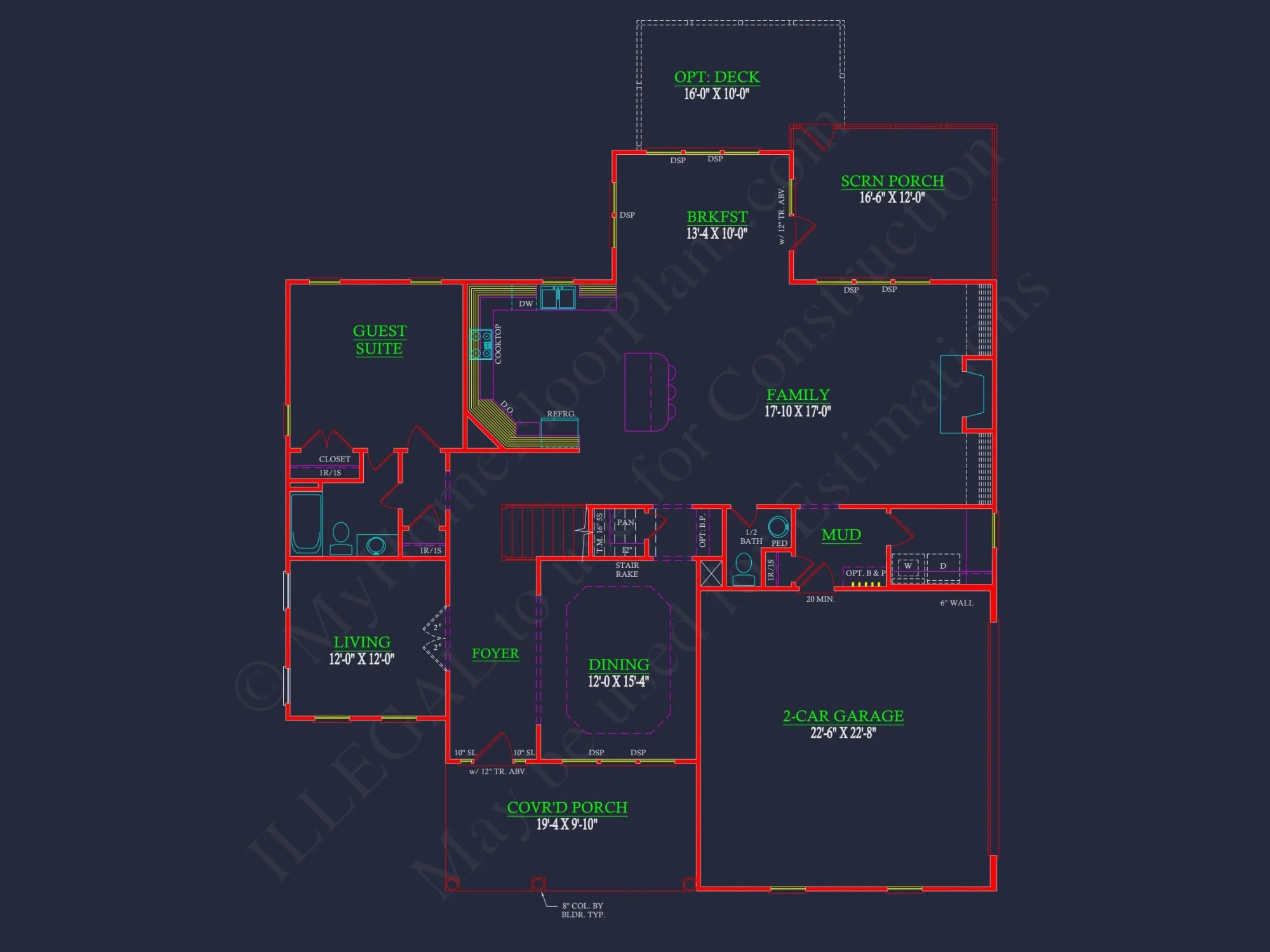Spacious house Floor Plan with 4 Bedrooms & CAD Designs