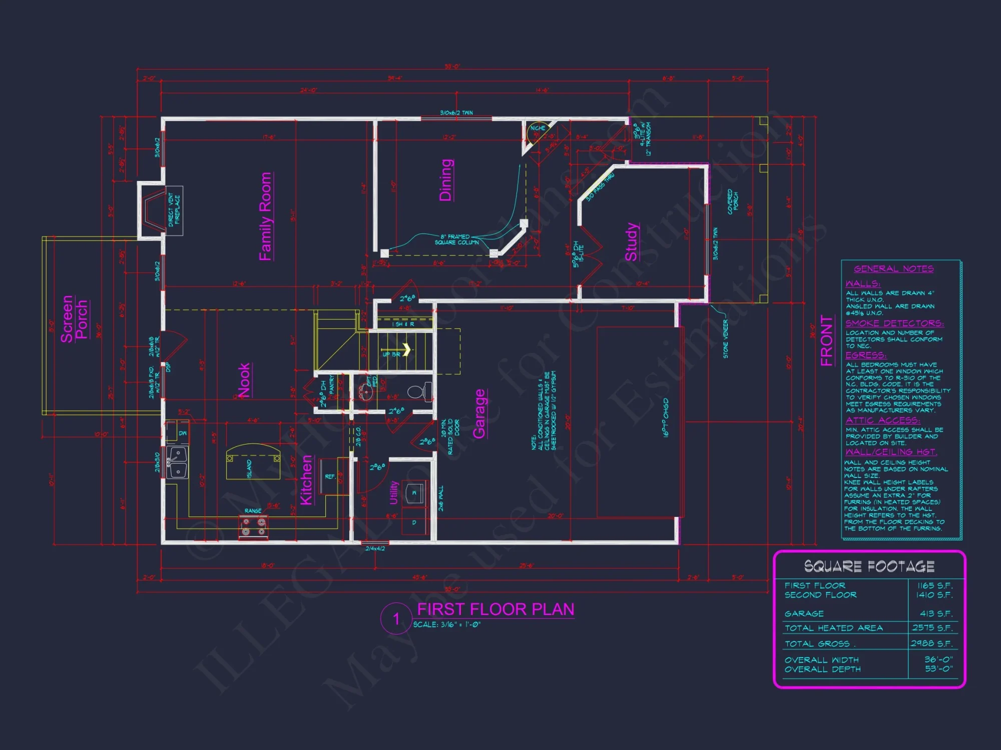 Modern Craftsman house Plan with Detailed Floor Plans and CAD Designs