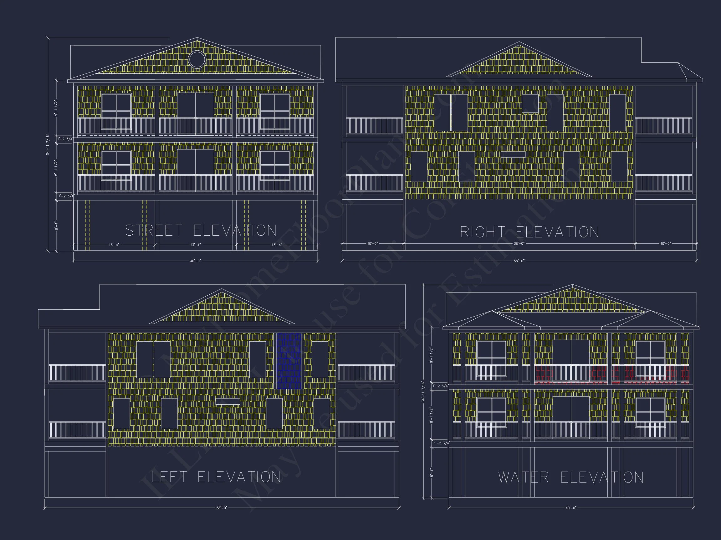 9-1604 HOUSE PLAN - Beach House Plan with Elevator: 4 Bed, 3.5 Bath Coastal Design 2 Beach house Plan with Elevator: 4 Bed, 3.5 Bath Coastal Design